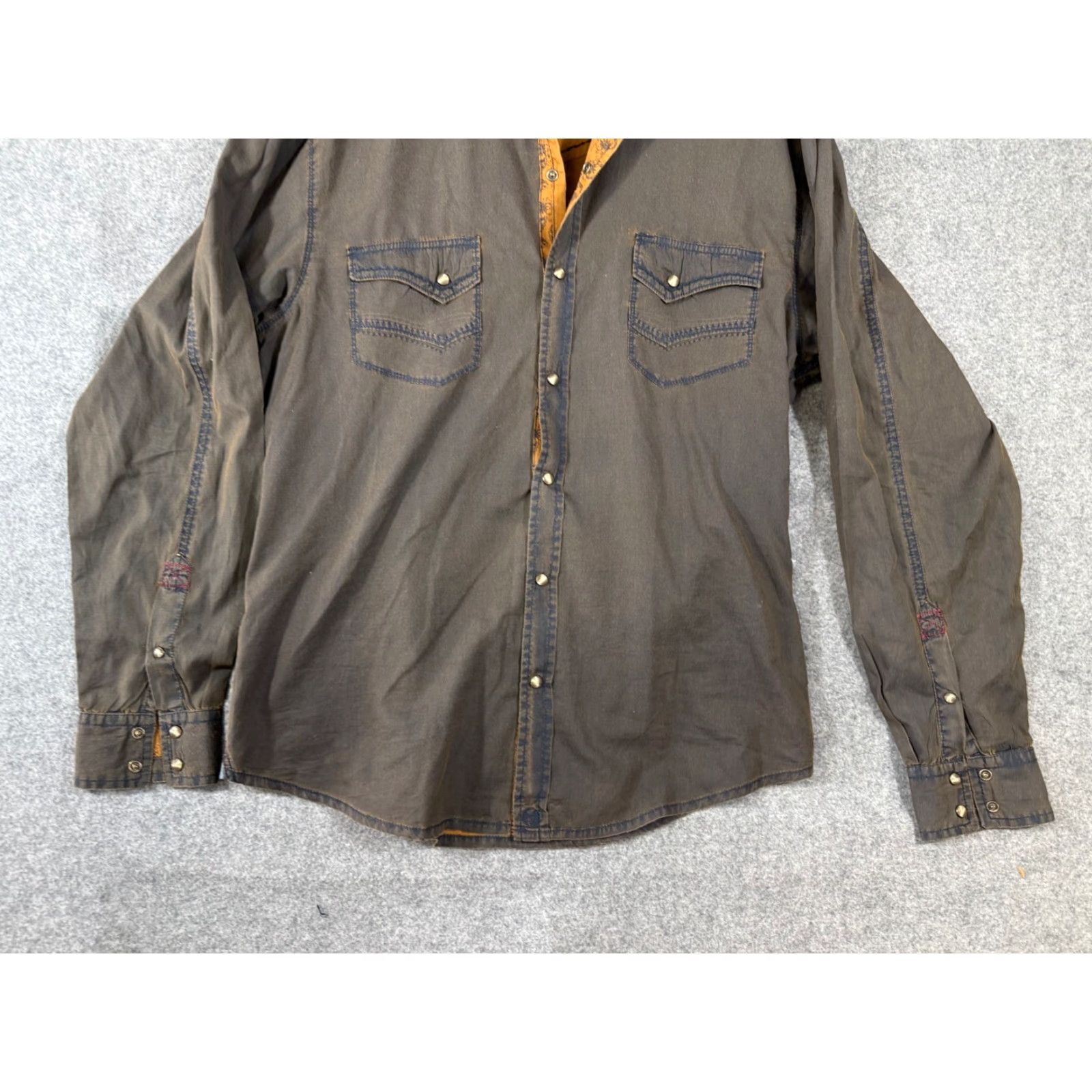 Vintage Moonshine Spirit by Brad Paisley Western Shirt Mens XL Brown Pearl Snap Cowboy Long Sleeve Pockets Shirt Size US XL / EU 56 / 4 - 3 Thumbnail