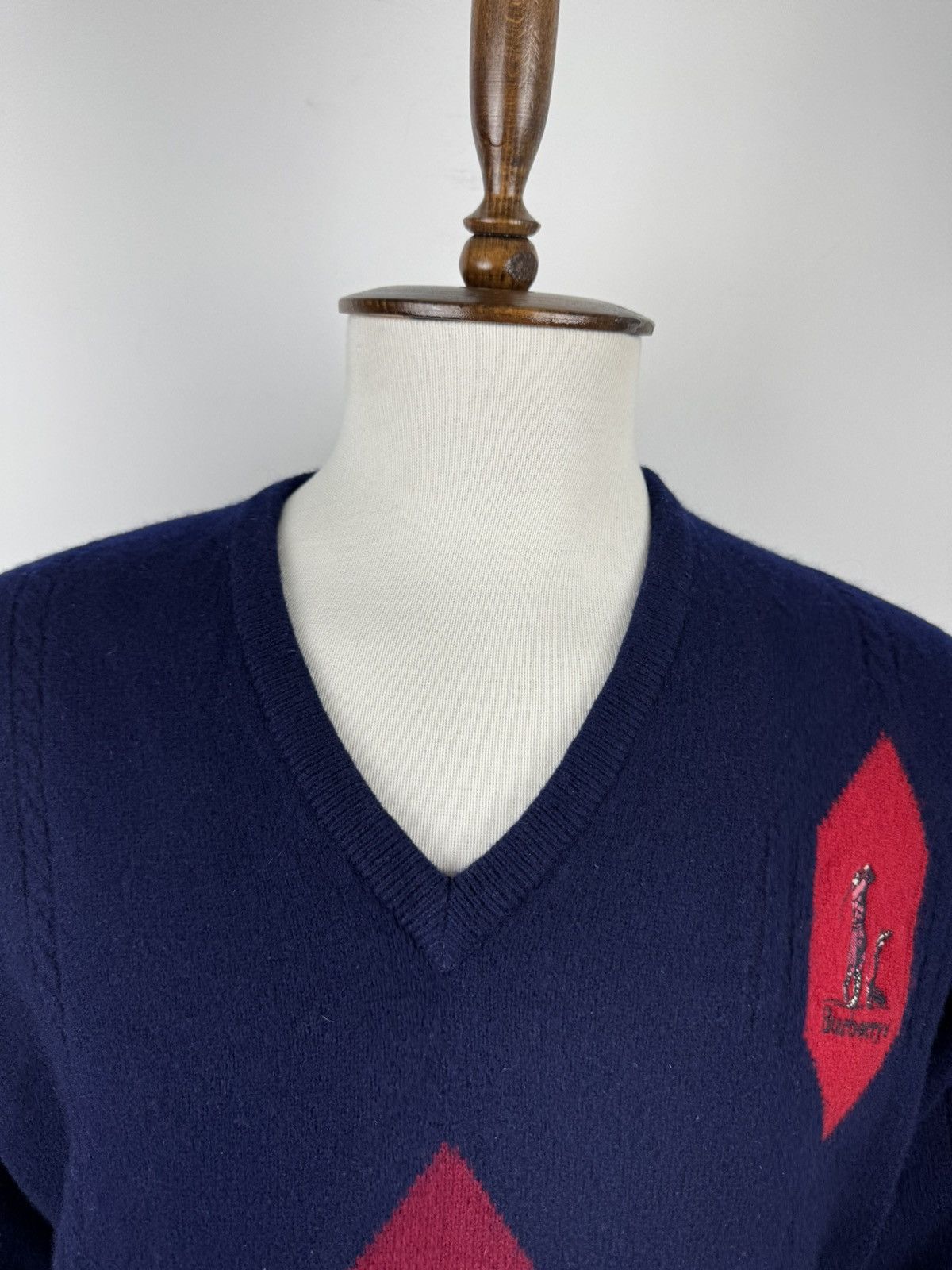 Burberry × Vintage Men’s Vintage Burberrys Golf V-Neck Wool Sweater size 46 Size US XL / EU 56 / 4 - 2 Thumbnail