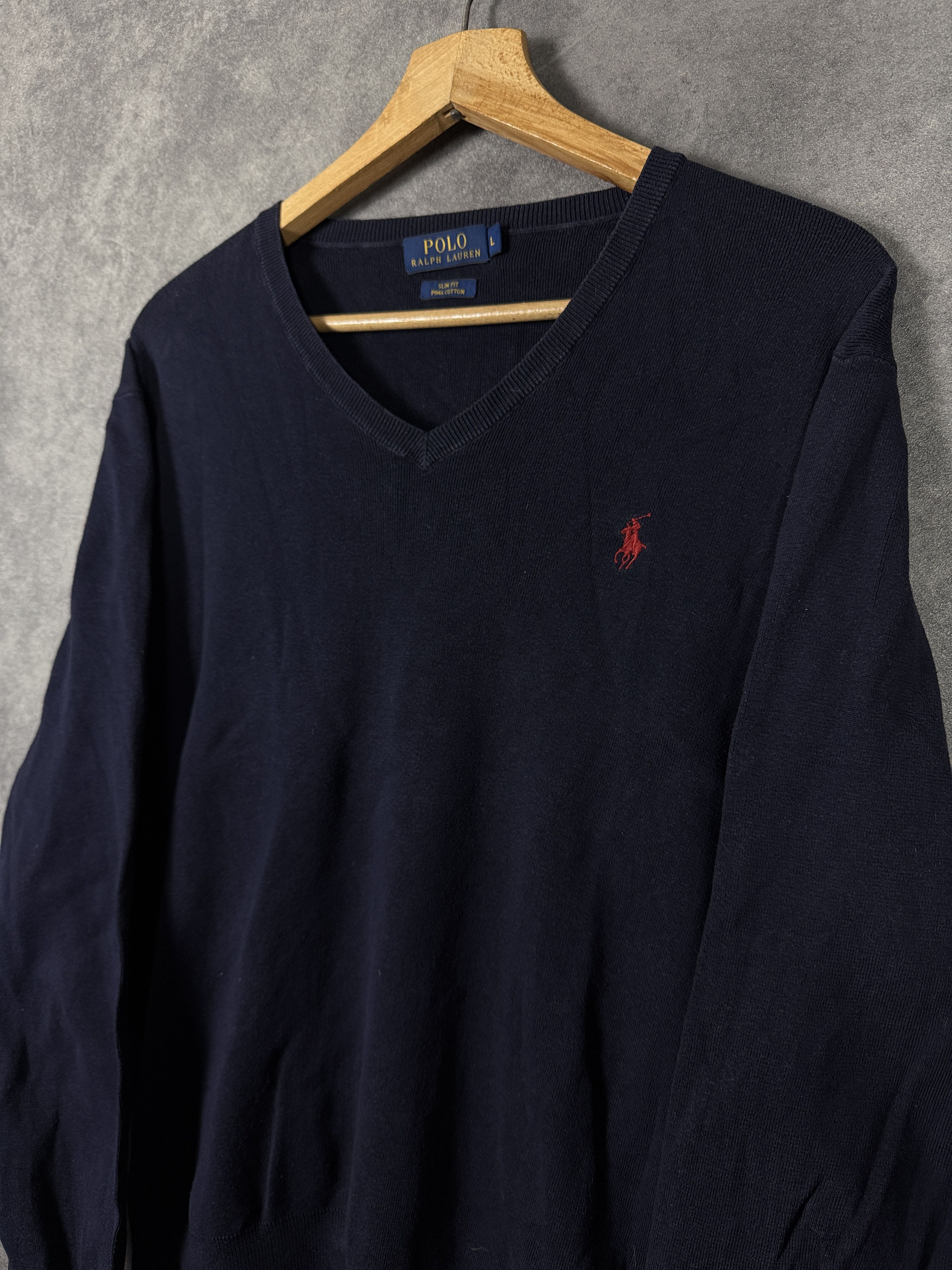 Ralph Lauren Cotton golf sweater slim fit V-neck pima cotton logo pony Size US L / EU 52-54 / 3 - 2 Thumbnail