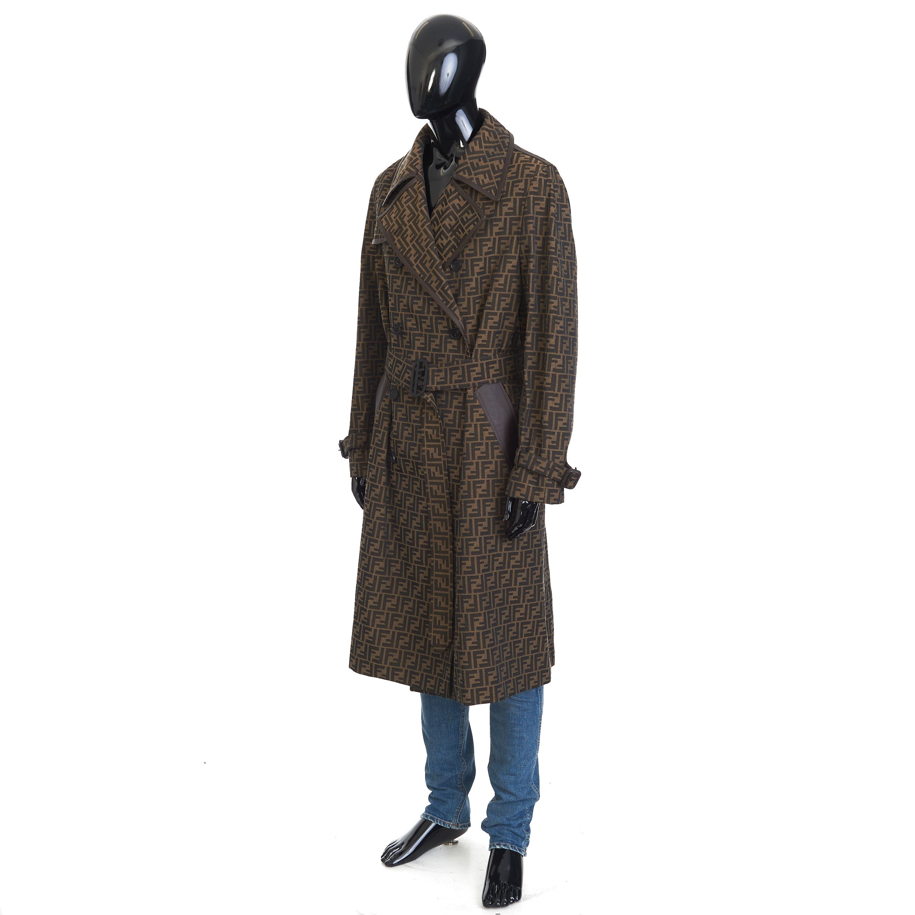 Fendi Double Breasted Trench Coat In Brown FF Jacquard Fabric Size US M / EU 48-50 / 2 - 4 Thumbnail