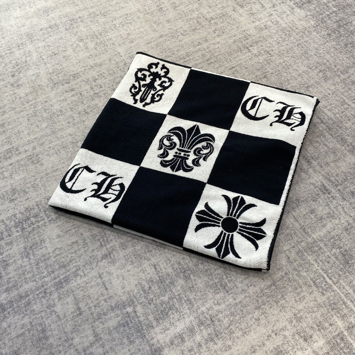 Chrome Hearts Large Logo Checkered Beach Towel