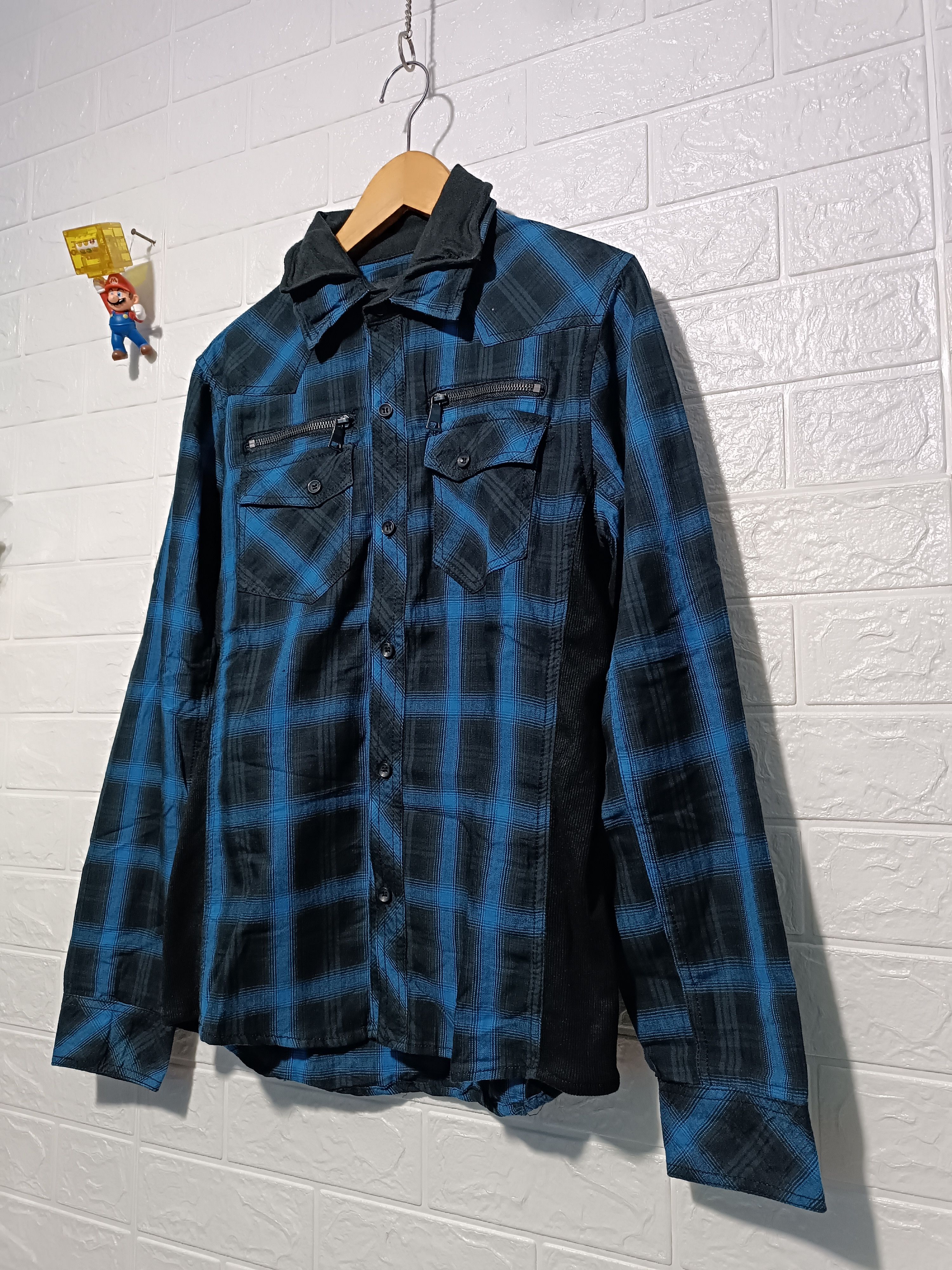 In The Attic Vintage In The Attic Homme Double Collar Plaid Blue Shirt Size US M / EU 48-50 / 2 - 3 Thumbnail