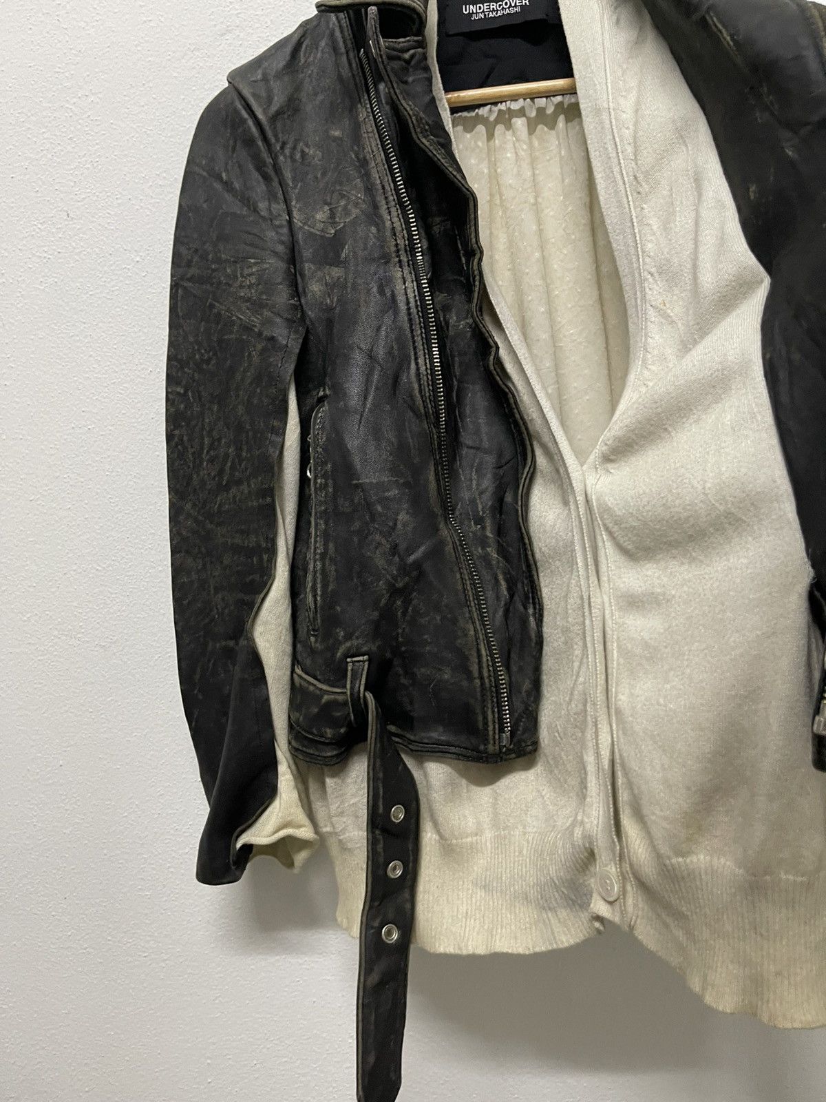 Undercover SS 21 UNDERCOVER LEATHER MIX KNIT RIDERS JACKET RARE Size US S / EU 44-46 / 1 - 12 Thumbnail