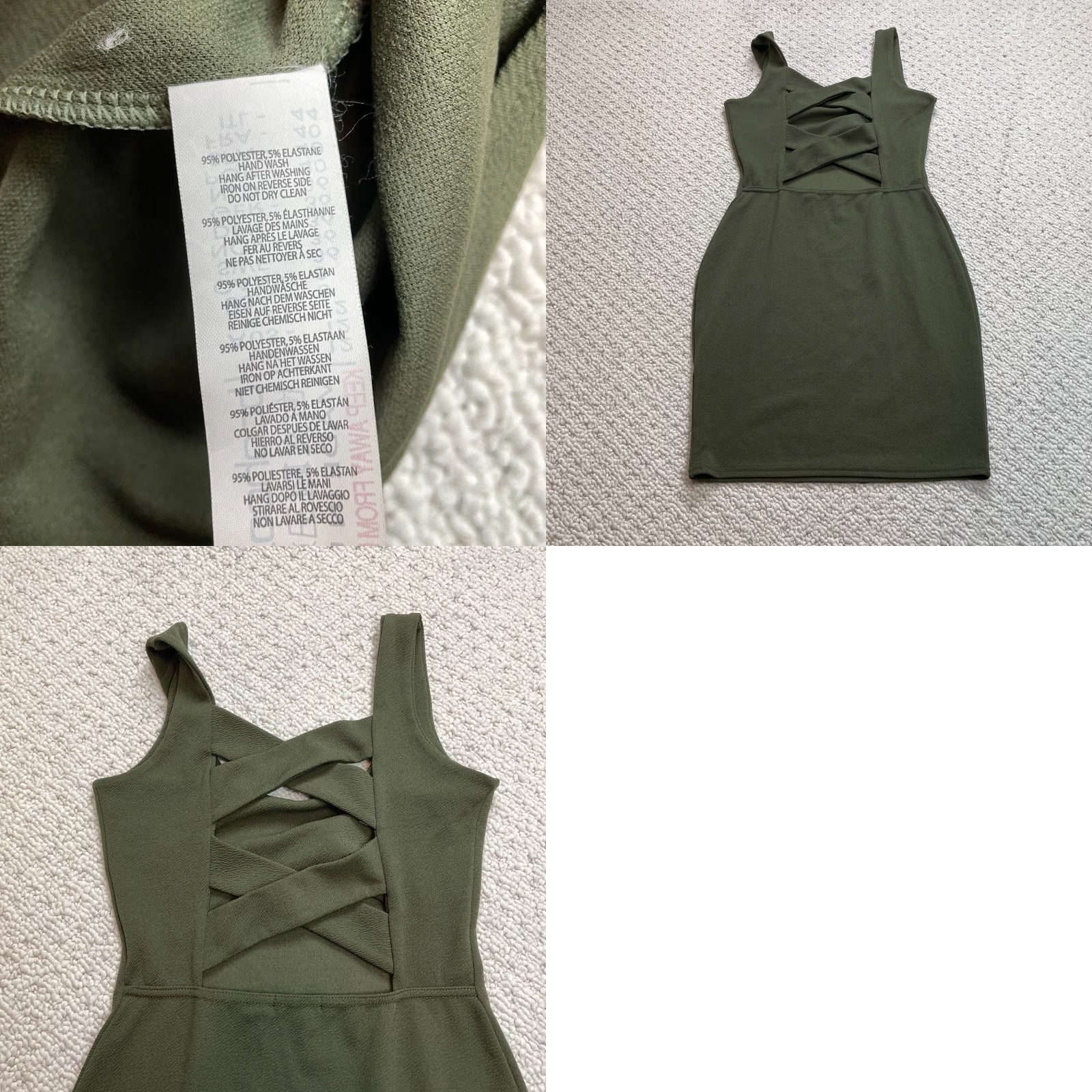 Boohoo Boohoo Dress Maxi Night Midi Shift Sleeveless Green 8 V Neck Solid Criss Cross Womens Size M / US 6-8 / IT 42-44 - 8 Thumbnail