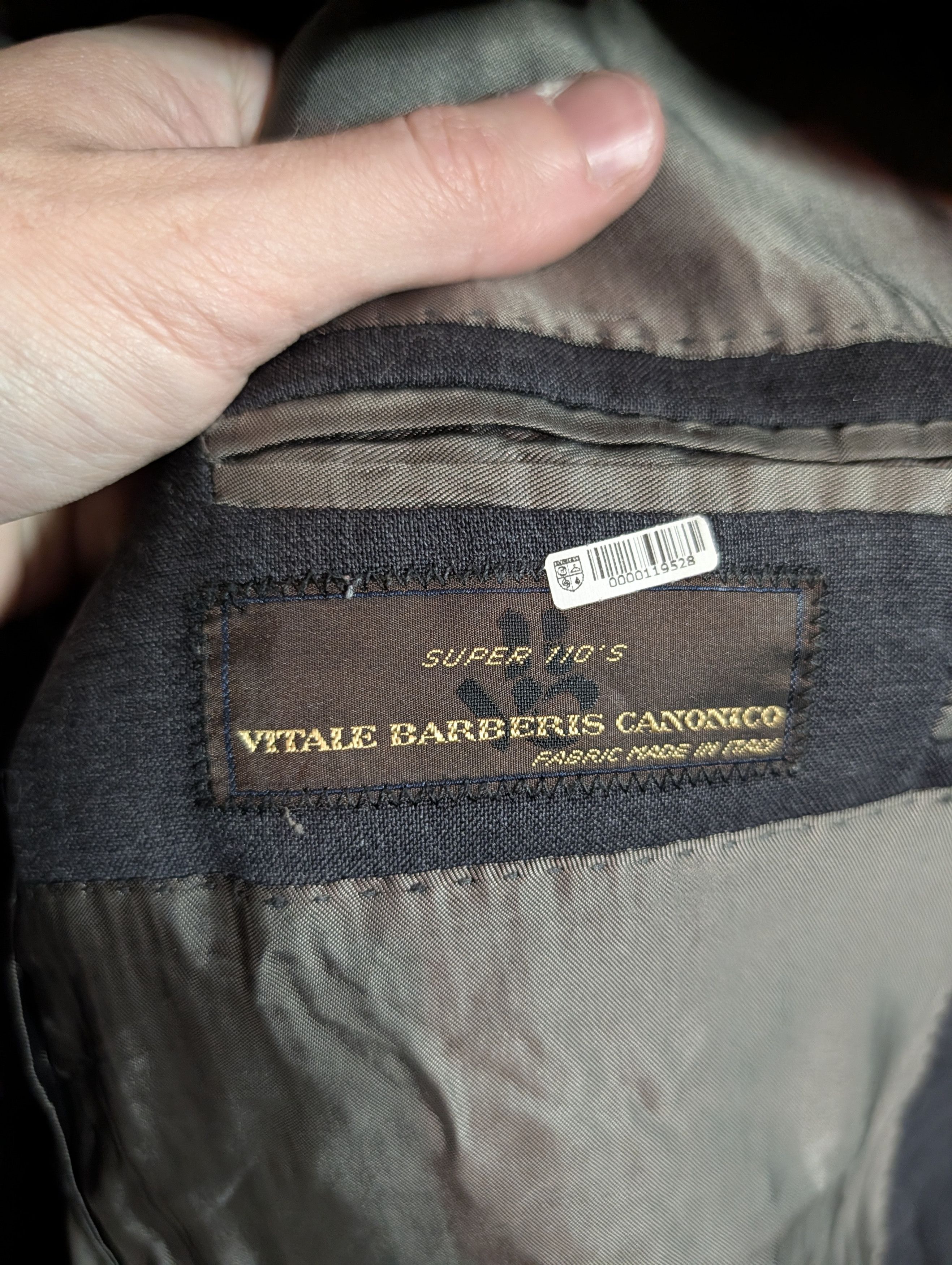 Vitale Barberis Canonico Di Barna 1969 Super 110s textured gray jacket Italy Size 44R - 11 Thumbnail