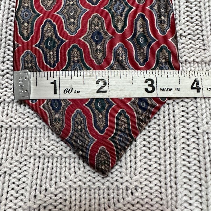 Bloomingdale's Bloomingdale's maroon and green abstract silk tie Size ONE SIZE - 5 Thumbnail