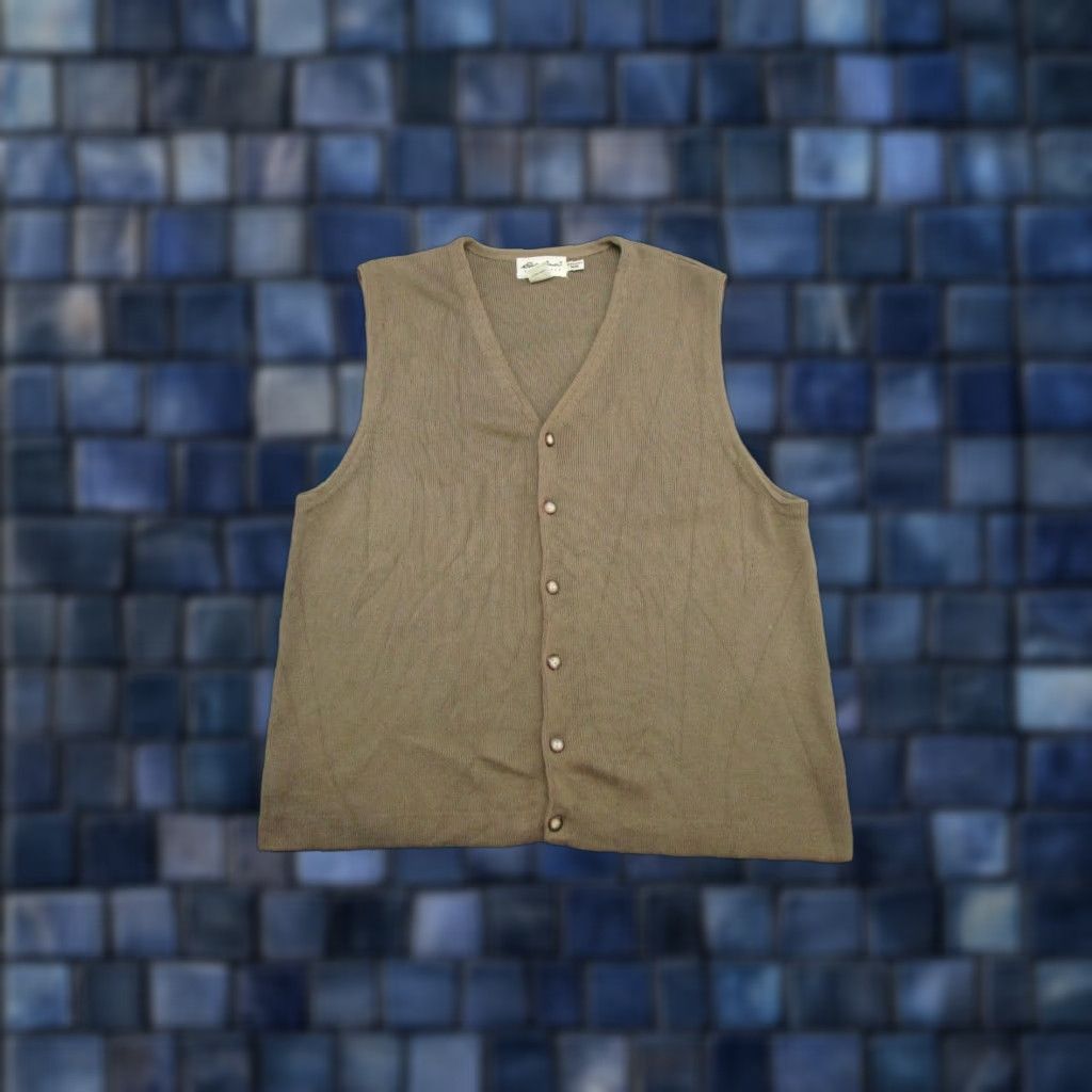Eddie Bauer VINTAGE Eddie Bauer Mens Sweater Vest Shirt Sleeveless Button Up Knit V-Neck 90s Brown M Golf Preppy Mens Size US M / EU 48-50 / 2 - 1 Thumbnail