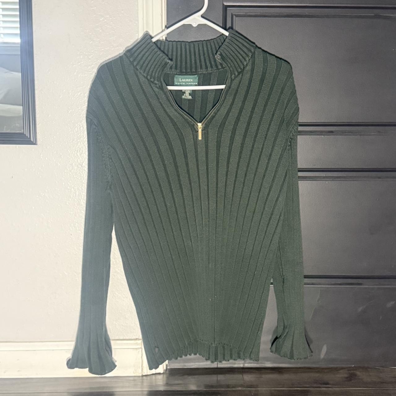 Lauren Ralph Lauren Vintage Ralph Lauren Green Knit Quarter Zip Sweater Size US M / EU 48-50 / 2 - 1 Preview