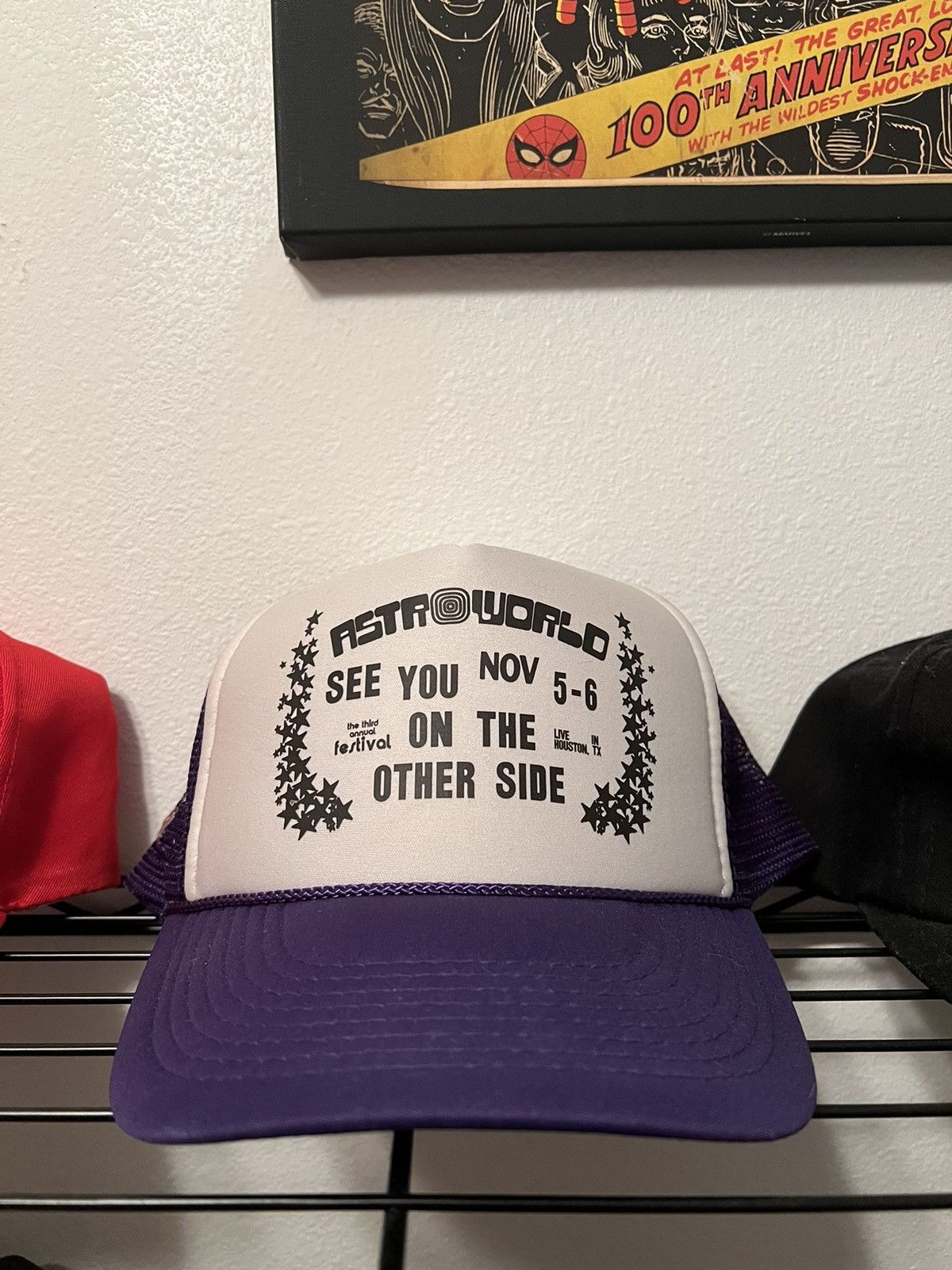 image of Travis Scott Exclusive Astroworld Festival Trucker Hat in Purple, Men's