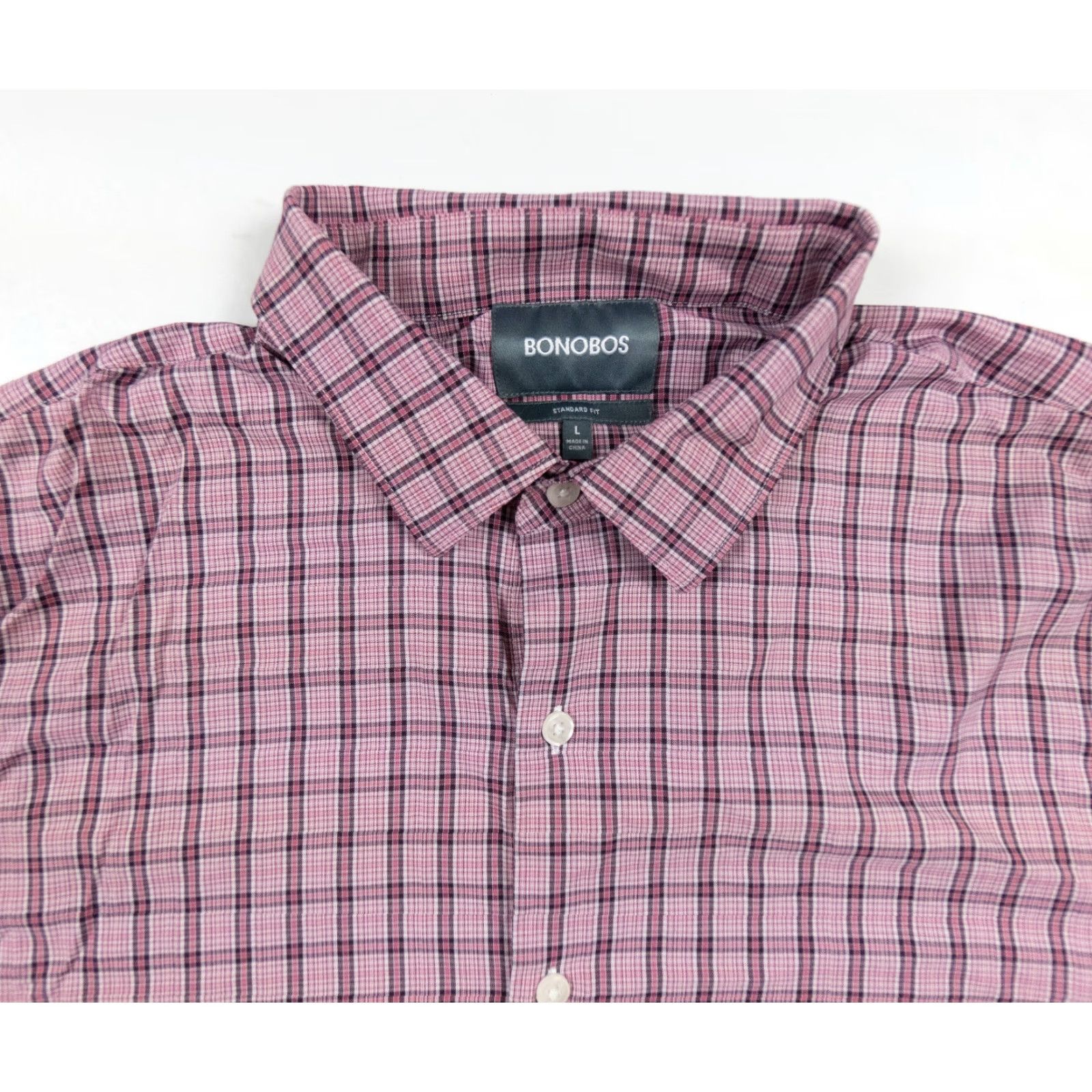 Bonobos Bonobos Men's Large Pink Plaid Long Sleeve Button-Up Shirt Lightweight Stretch Preppy Size US L / EU 52-54 / 3 - 2 Thumbnail