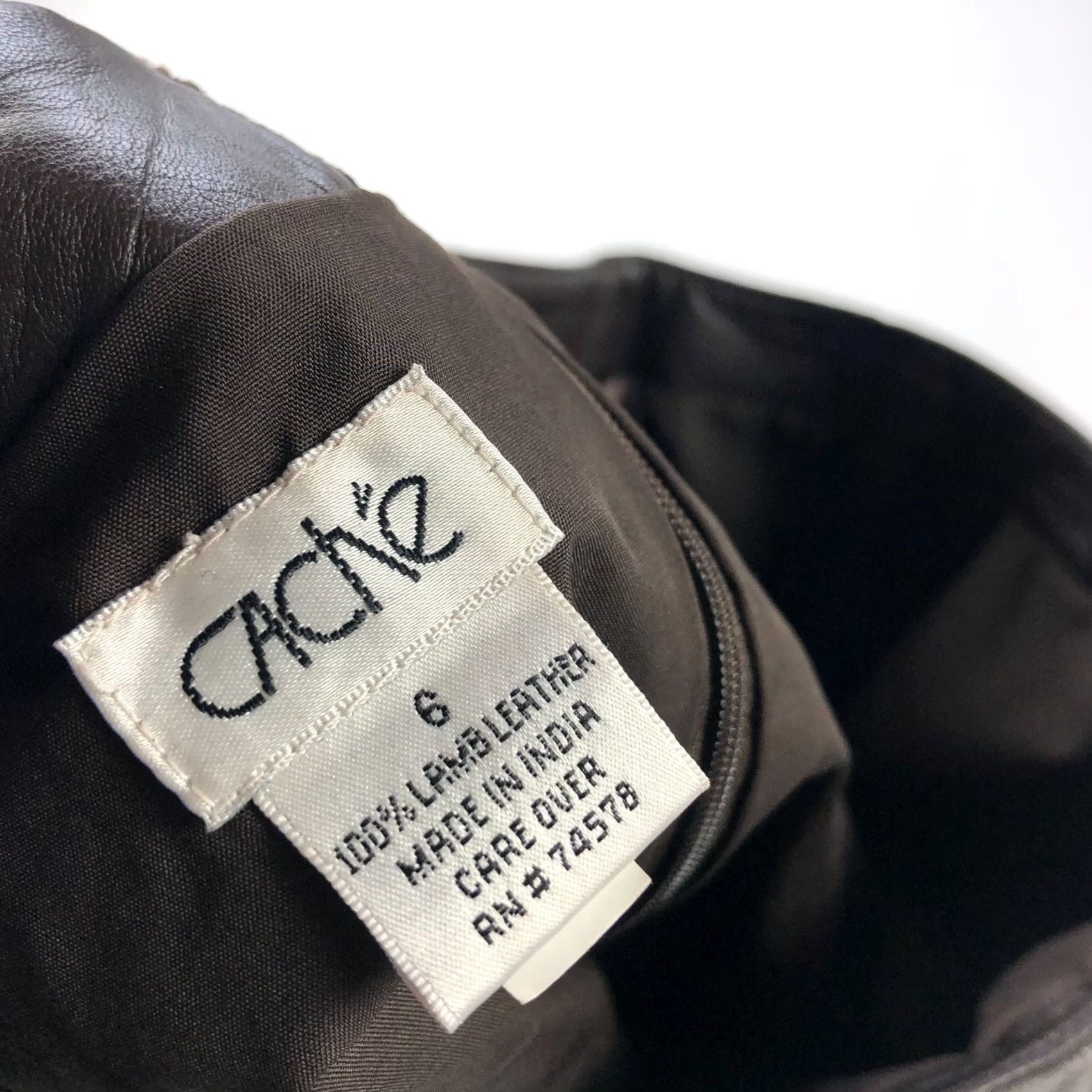 Vintage Cache Mini Skirt Brown 6 Fits 30In 100% Lamb Leather Zip Pleated Lined READ Size 28" / US 6 / IT 42 - 8 Thumbnail