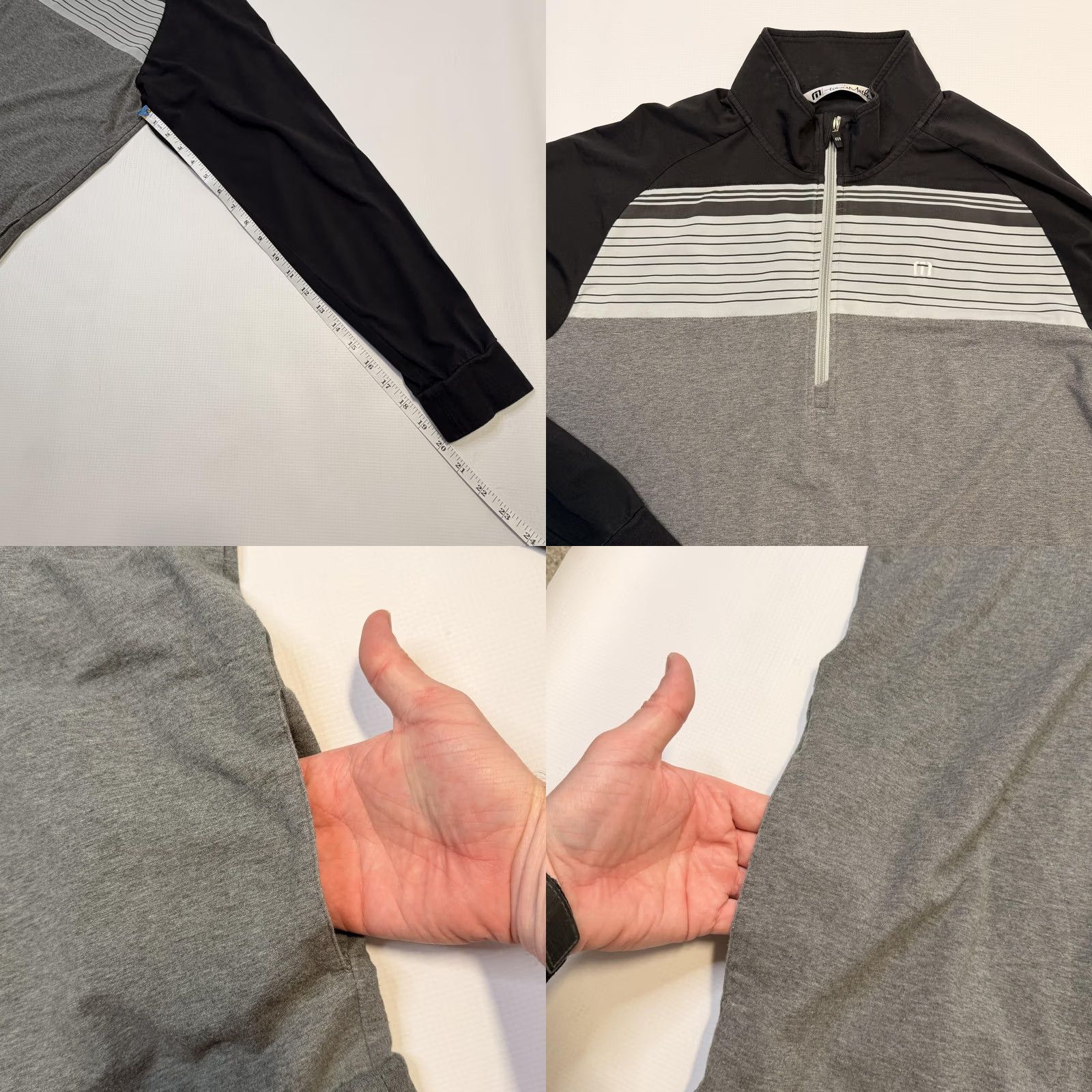 TravisMathew Travis Mathew Pullover Mens XL Gray 1/4 Zip Striped Golf Long Sleeve Stretch Shirt Size US XL / EU 56 / 4 - 8 Thumbnail