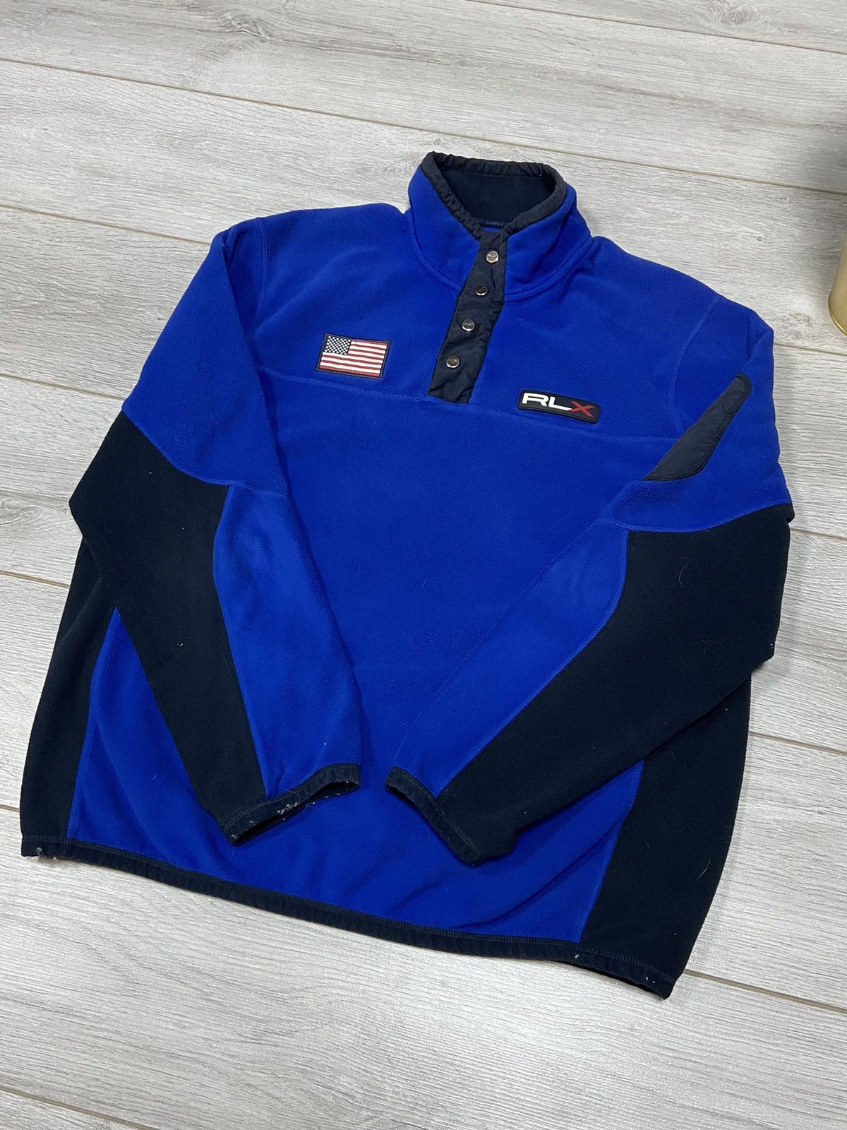 Vintage POLO RLX Ralph USA 🇺🇸 flag Lauren vintage fleece 1/4 Size US L / EU 52-54 / 3 - 3 Thumbnail