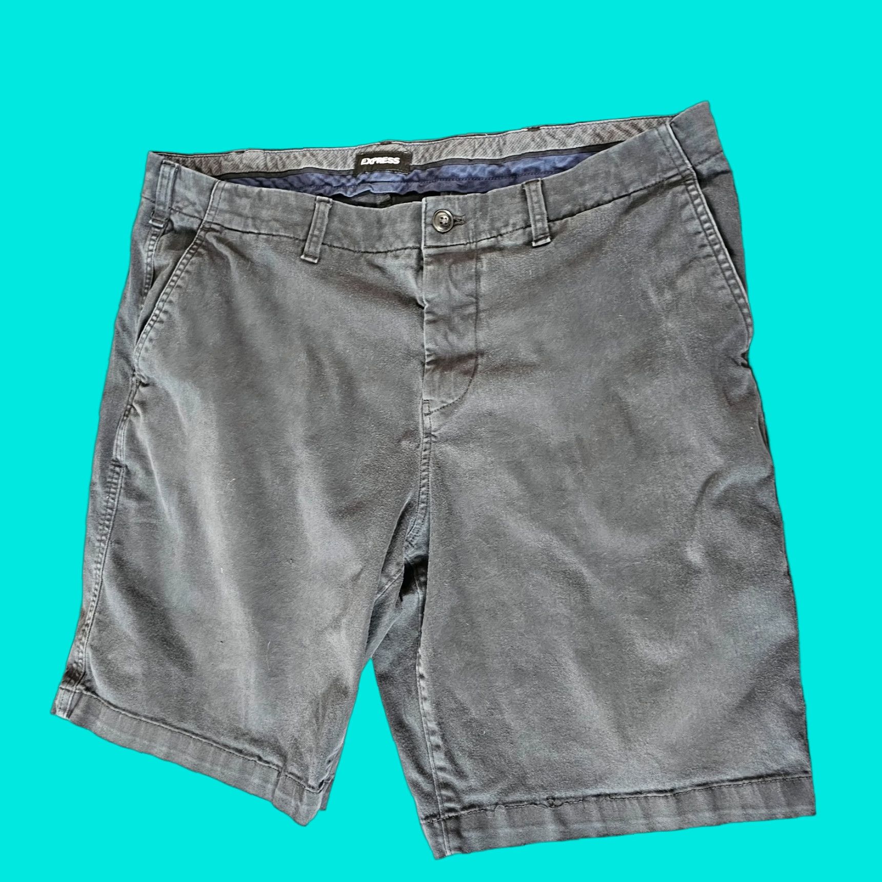 Express Express Chino Shorts Stretch+ Black 38 x 10" Inseam Classic At The Knee Casual Mens Size US 38 / EU 54 - 1 Thumbnail