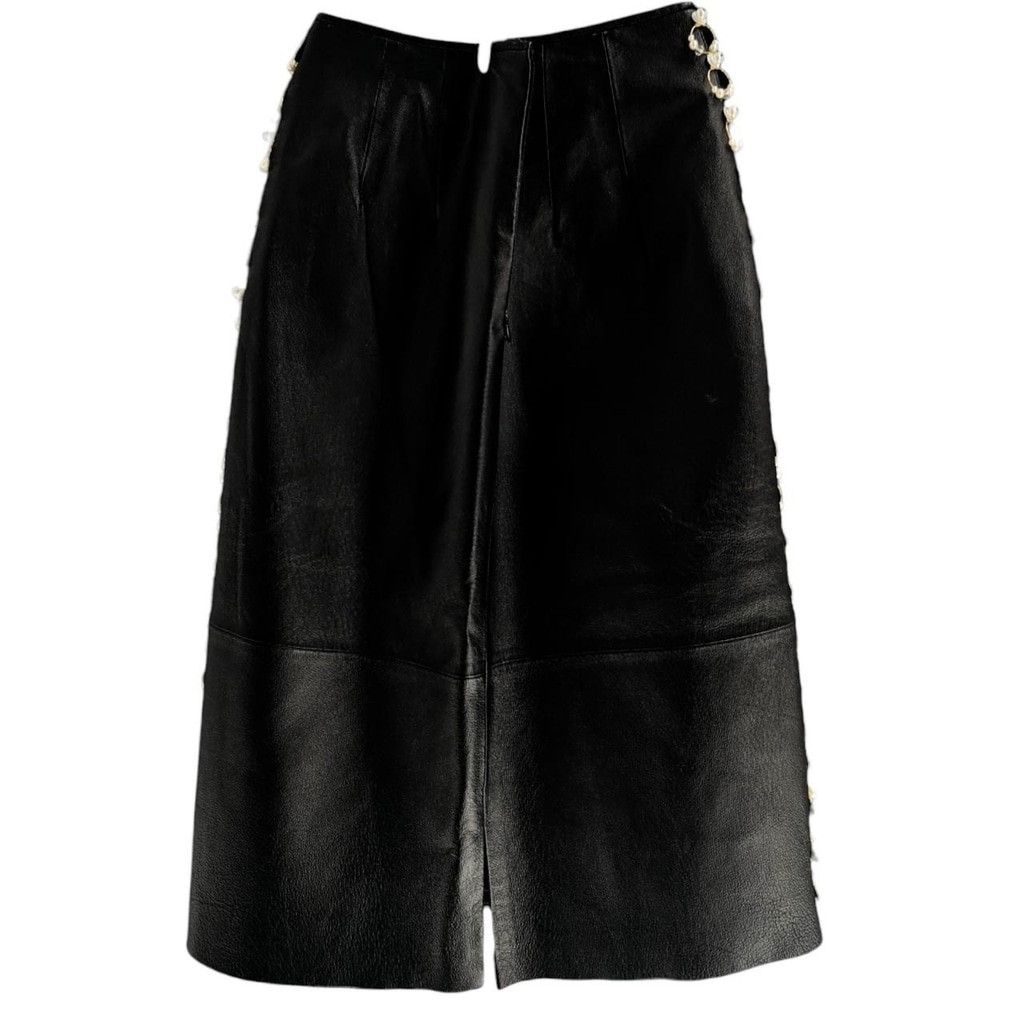 Gap Reworked vintage black leather skirt, hand-embellished Size 27" / US 4 / IT 40 - 2 Thumbnail