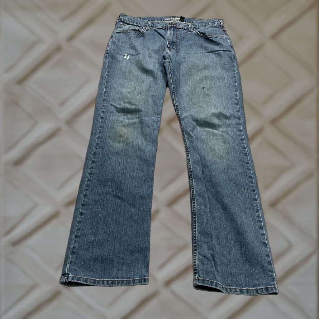 Carhartt Carhartt Jeans Mens 36x33 Blue Dark Wash Relaxed Fit Straight Denim Rugged Flex Logo USA Size US 36 / EU 52 - 1 Thumbnail