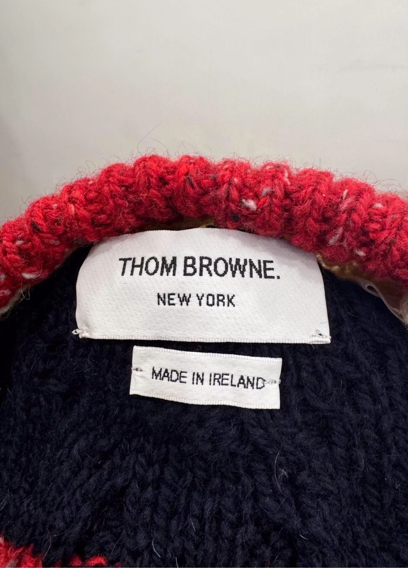 Thom Browne TB Black White Red Colorblock Striped Logo Beanie Size ONE SIZE - 7 Thumbnail