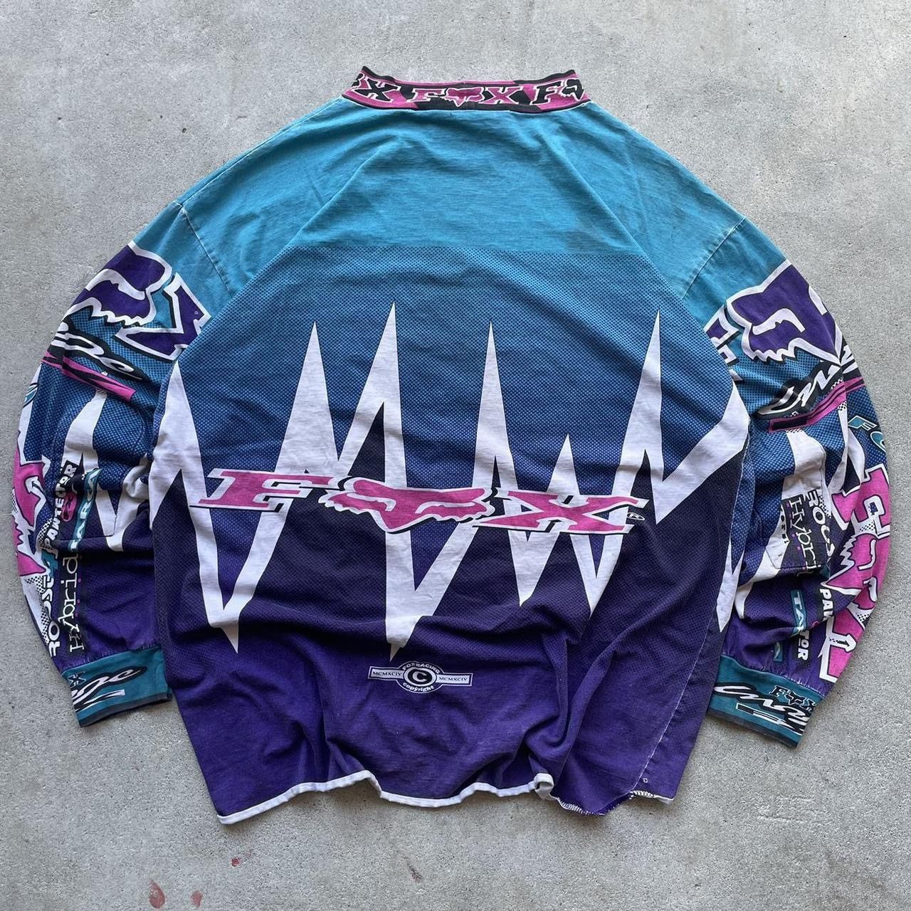Fox Racing Vintage 90s Faded Worn Fox Racing Motocross Jersey Size US XL / EU 56 / 4 - 6 Thumbnail