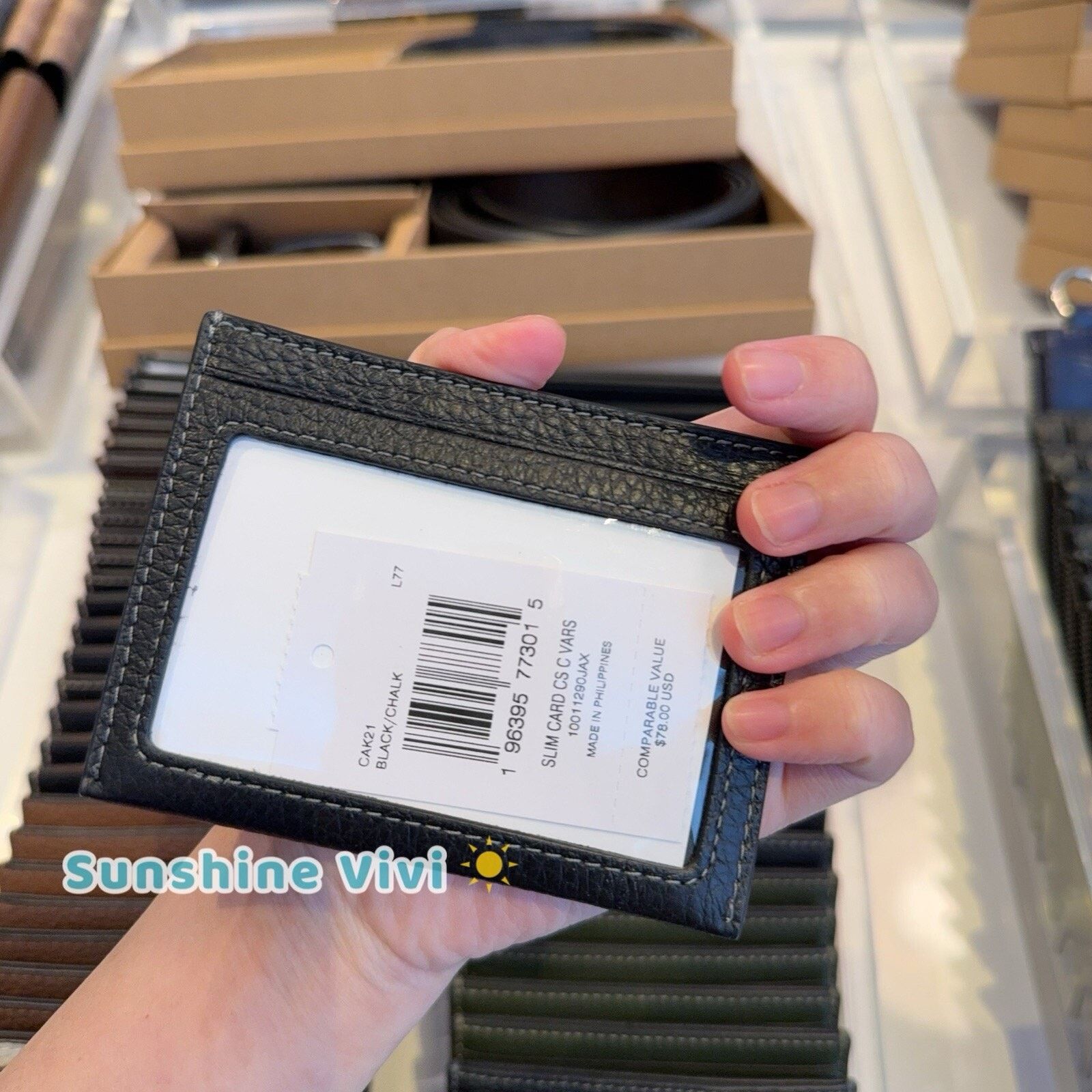 Coach NWT Limited Coach Slim Id Card Case CAK21 Black/Chalk Size ONE SIZE - 3 Thumbnail