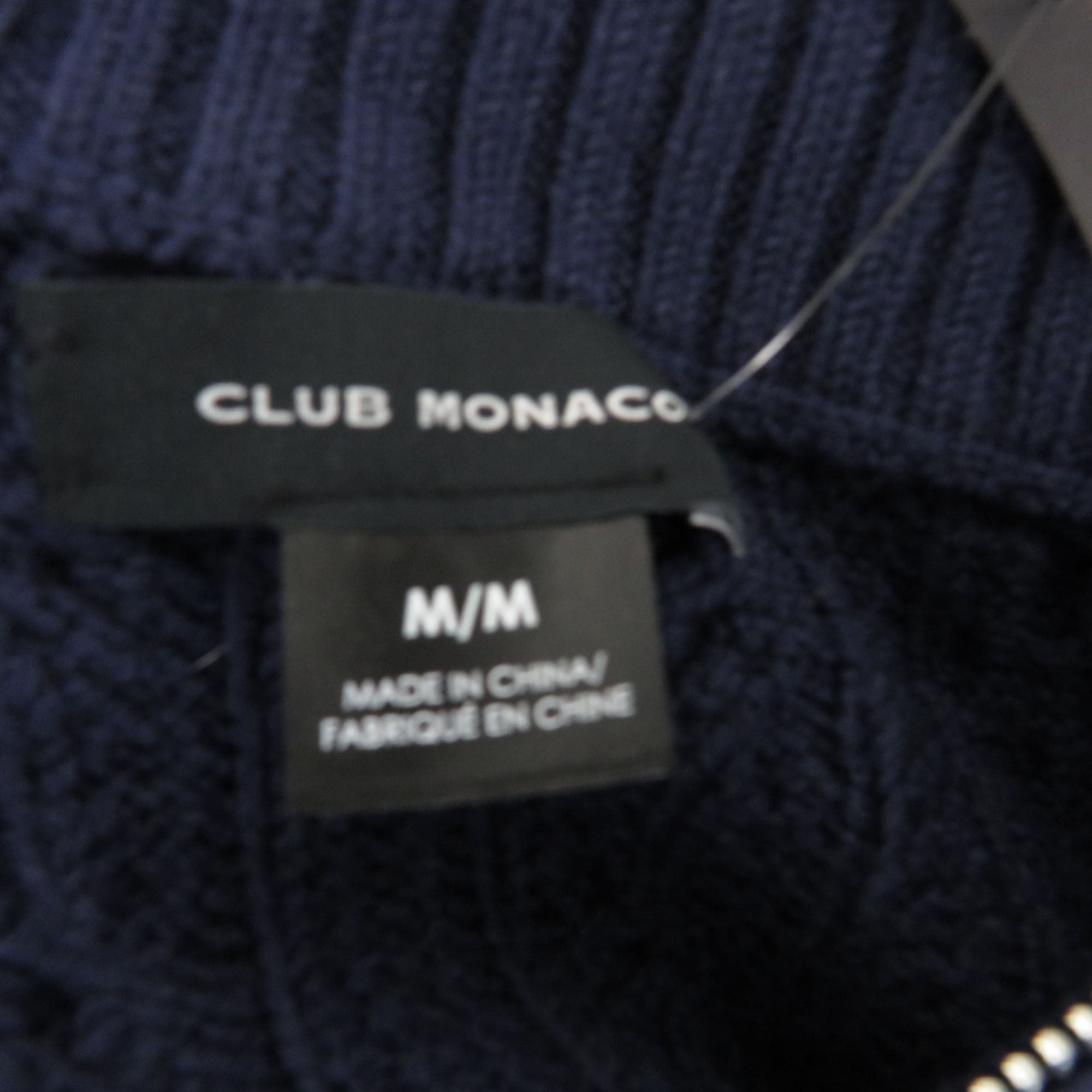 Club Monaco Club Monaco Women's Cropped Cable Knit Navy 1/4 Zip Sweater Size M / US 6-8 / IT 42-44 - 4 Thumbnail