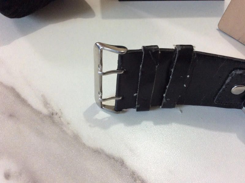 Designer black dial men's wide black leather strap watch Size ONE SIZE - 4 Thumbnail