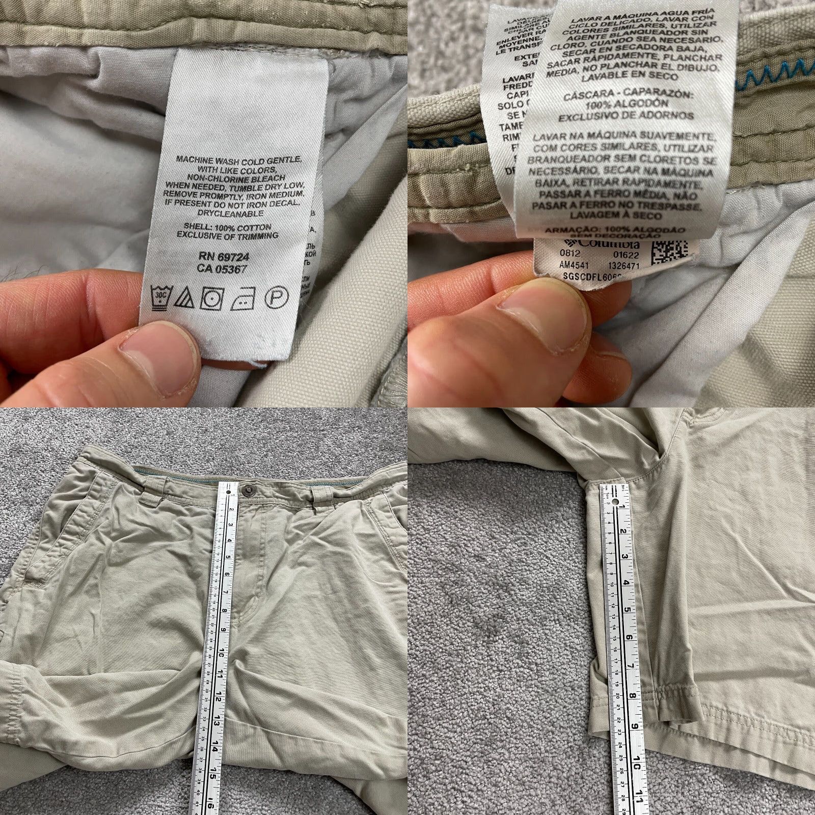 Vintage Columbia Cargo Shorts Mens 38x9 Brown Canvas Pockets Outdoor Casual, Regular Fit, 9 Inseam Size US 38 / EU 54 - 8 Thumbnail