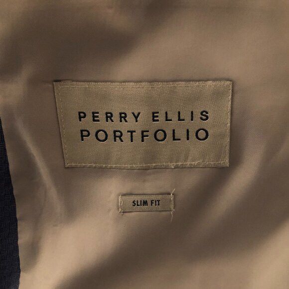 Perry Ellis perry Ellis men's blue sport coat blazer jacket size:46R Size 46R - 5 Thumbnail