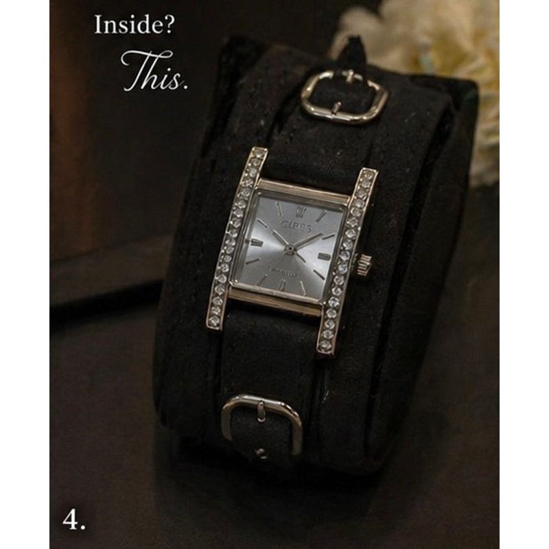 Guess GUESS Black Leather Wrap Watch G66222L Suede Strap Crystal Size ONE SIZE - 12 Thumbnail