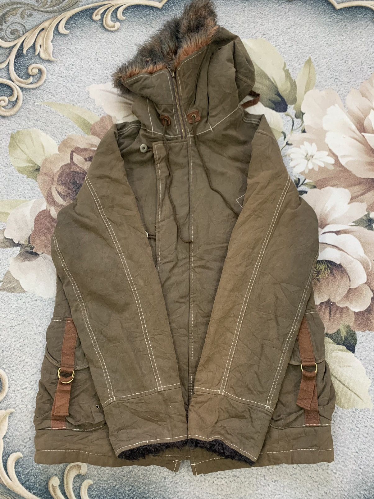 Tornado Mart Tornado Mart Parka Style Cargo Pocket Jacket Hairy Hoodie Size US M / EU 48-50 / 2 - 6 Thumbnail