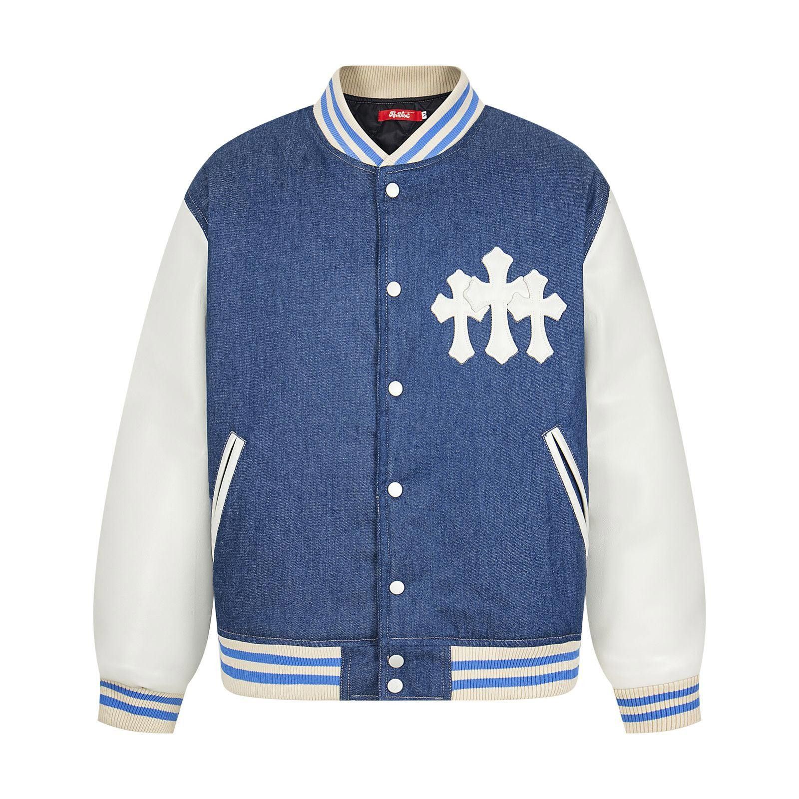 Vintage Triple Cross Varsity Denim Jacket, Retro Letterman Jacket Size US M / EU 48-50 / 2 - 1 Thumbnail
