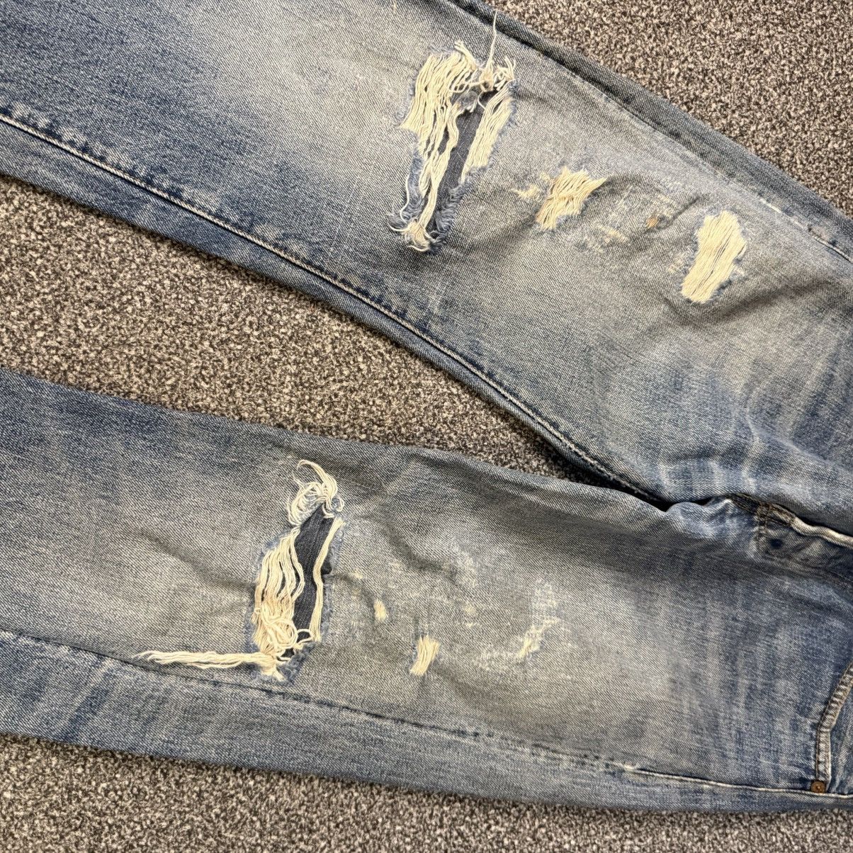 Levi's Vintage Clothing Levis E Selvedge 501 USA Distressed Aging Wash Denim W30 Size US 30 / EU 46 - 4 Thumbnail