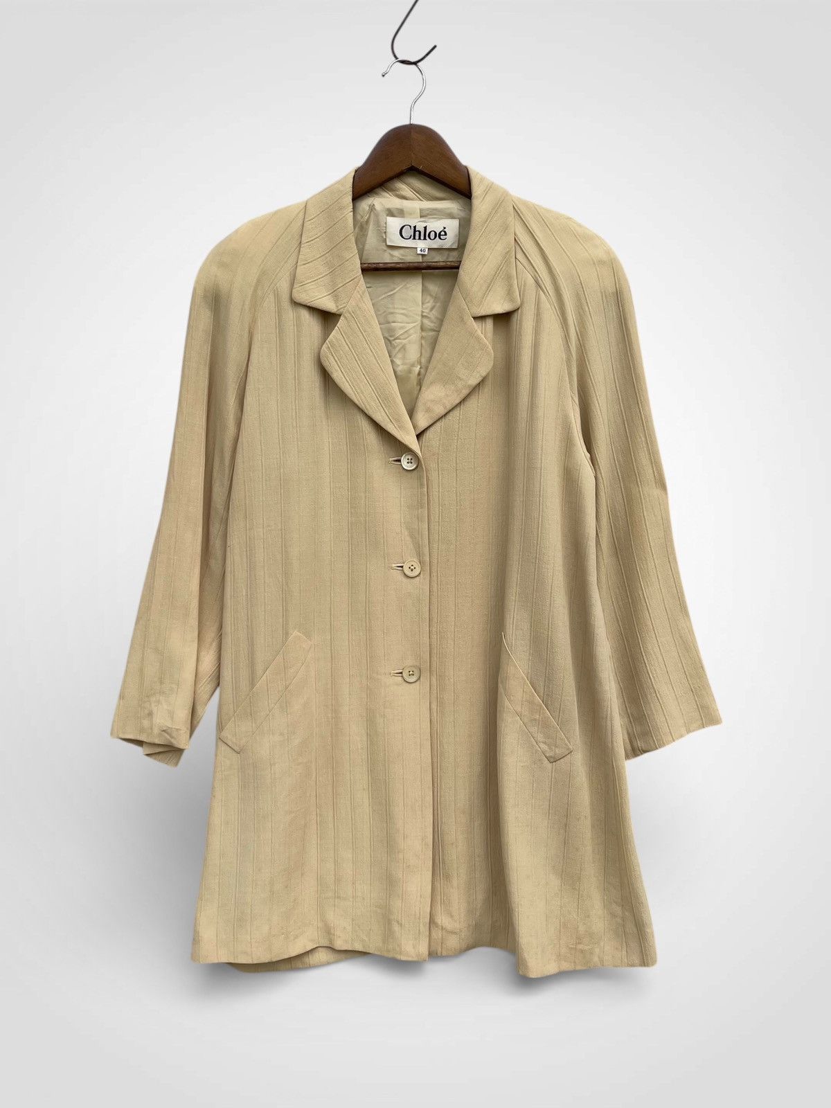 Chloe Chloe Women's Beige Striped Jacket Size M / US 6-8 / IT 42-44 - 2 Thumbnail