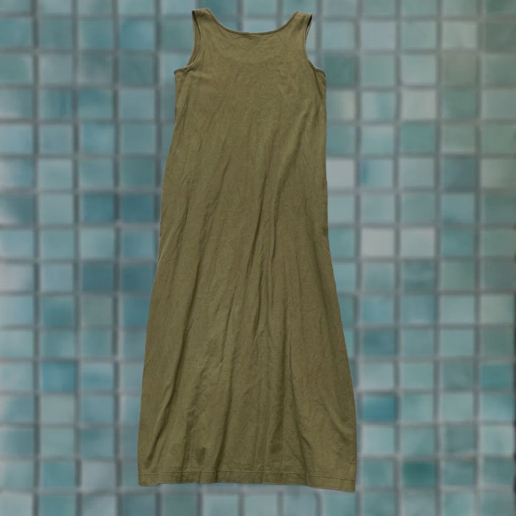 Uniqlo Uniqlo Dress Womens Small Green Tank Cotton Midi Round Neck Cocktail Minimalist Size S / US 4 / IT 40 - 1 Thumbnail