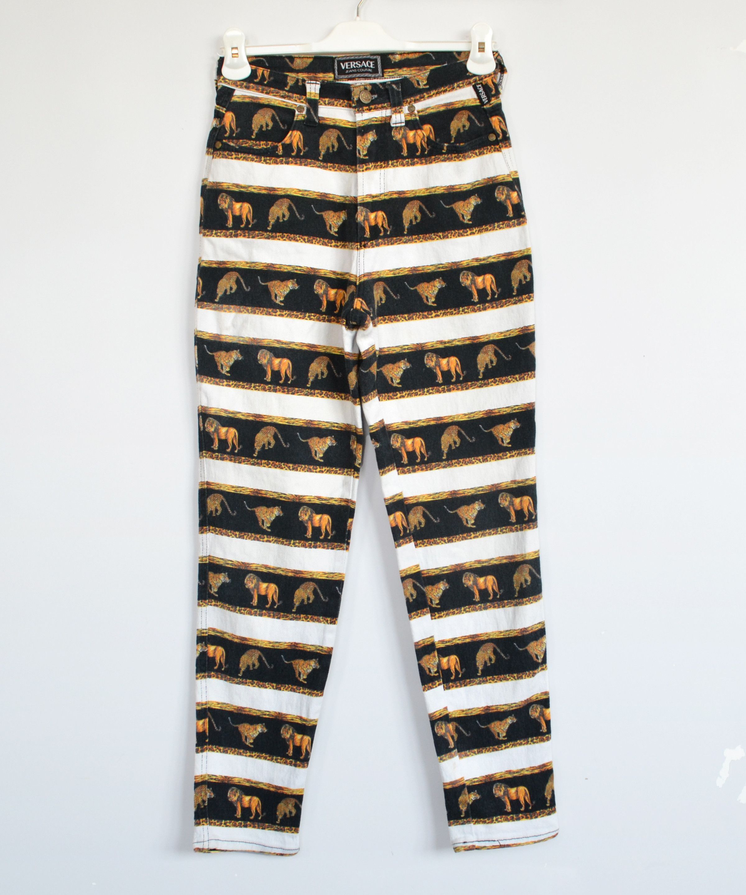 Versace Jeans Couture VERSACE Jeans Pants Printed Tiger Lion Denim Vintage 90s Size 30" / US 8 / IT 44 - 2 Thumbnail