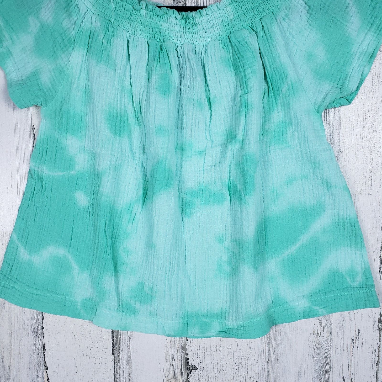 Other NWT Bobi Gathered Scoop Neck Blue Splatter Tie Dye Top Small Size S / US 4 / IT 40 - 5 Thumbnail