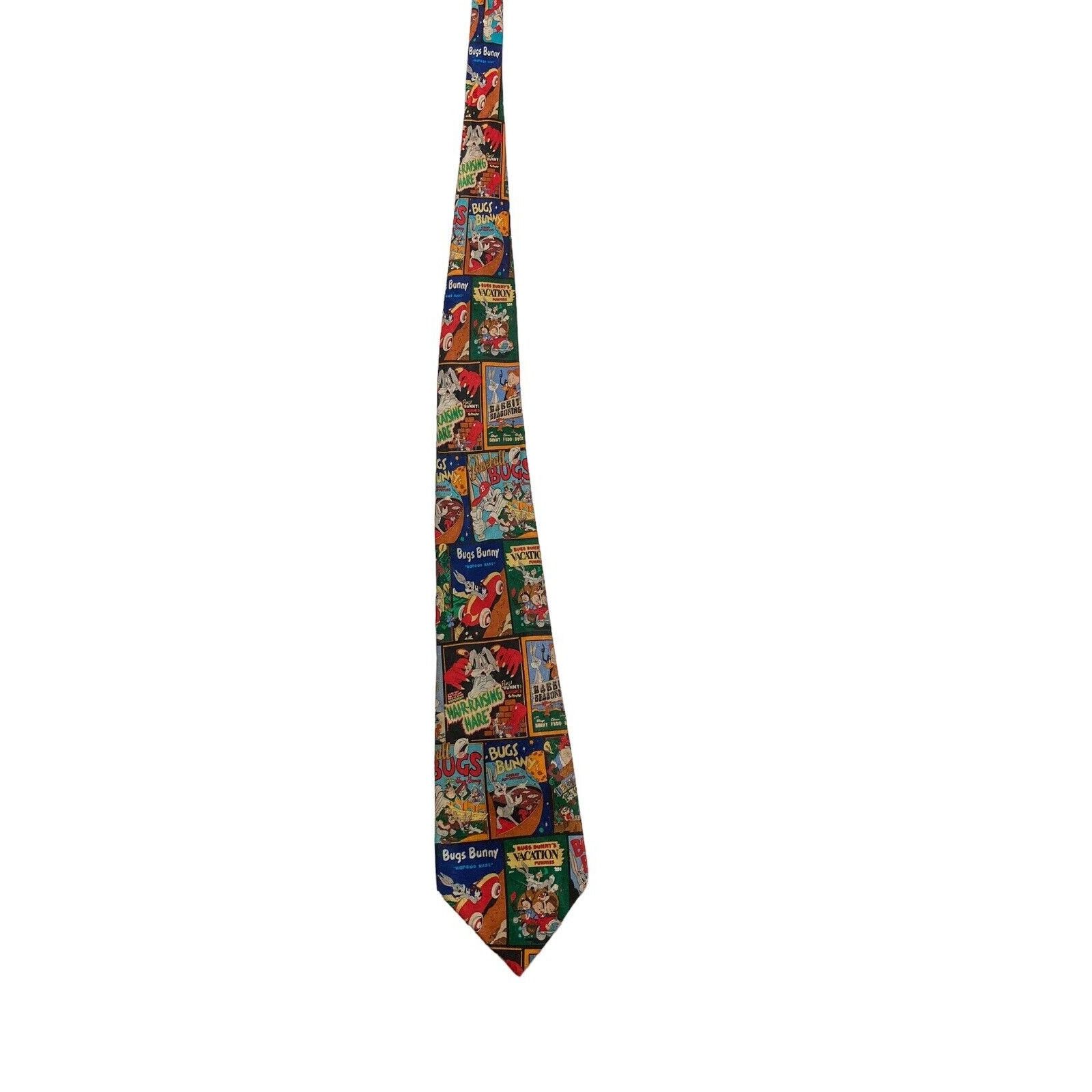 Vintage Looney Tunes Bug Bunny Movie Posters Cartoon Necktie Size ONE SIZE - 3 Thumbnail