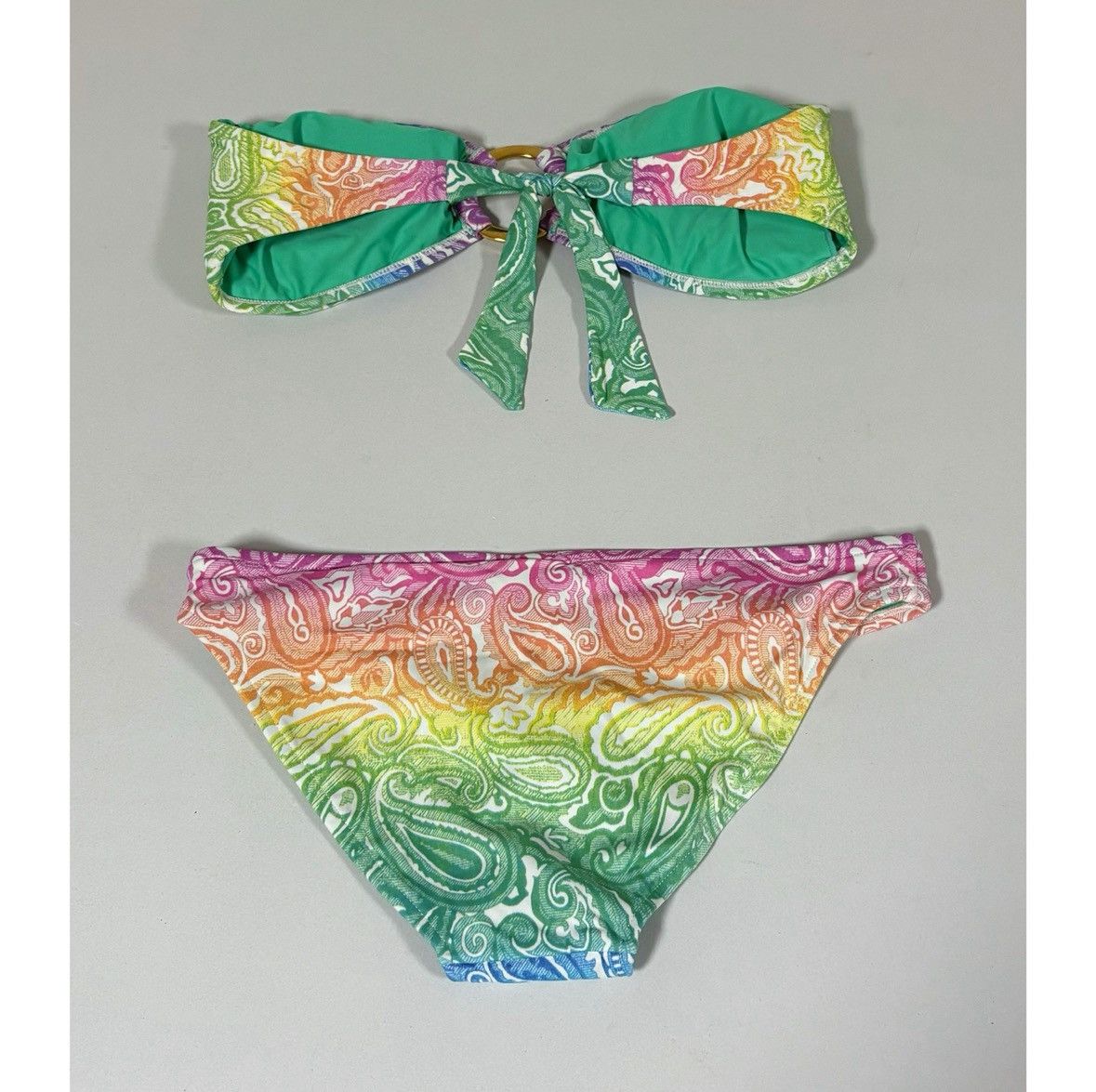 Designer × Sugar × Vintage Sugar Free Paisley Top (M) and Bottoms (S) Bikini Set 💚✨ Size ONE SIZE - 5 Thumbnail