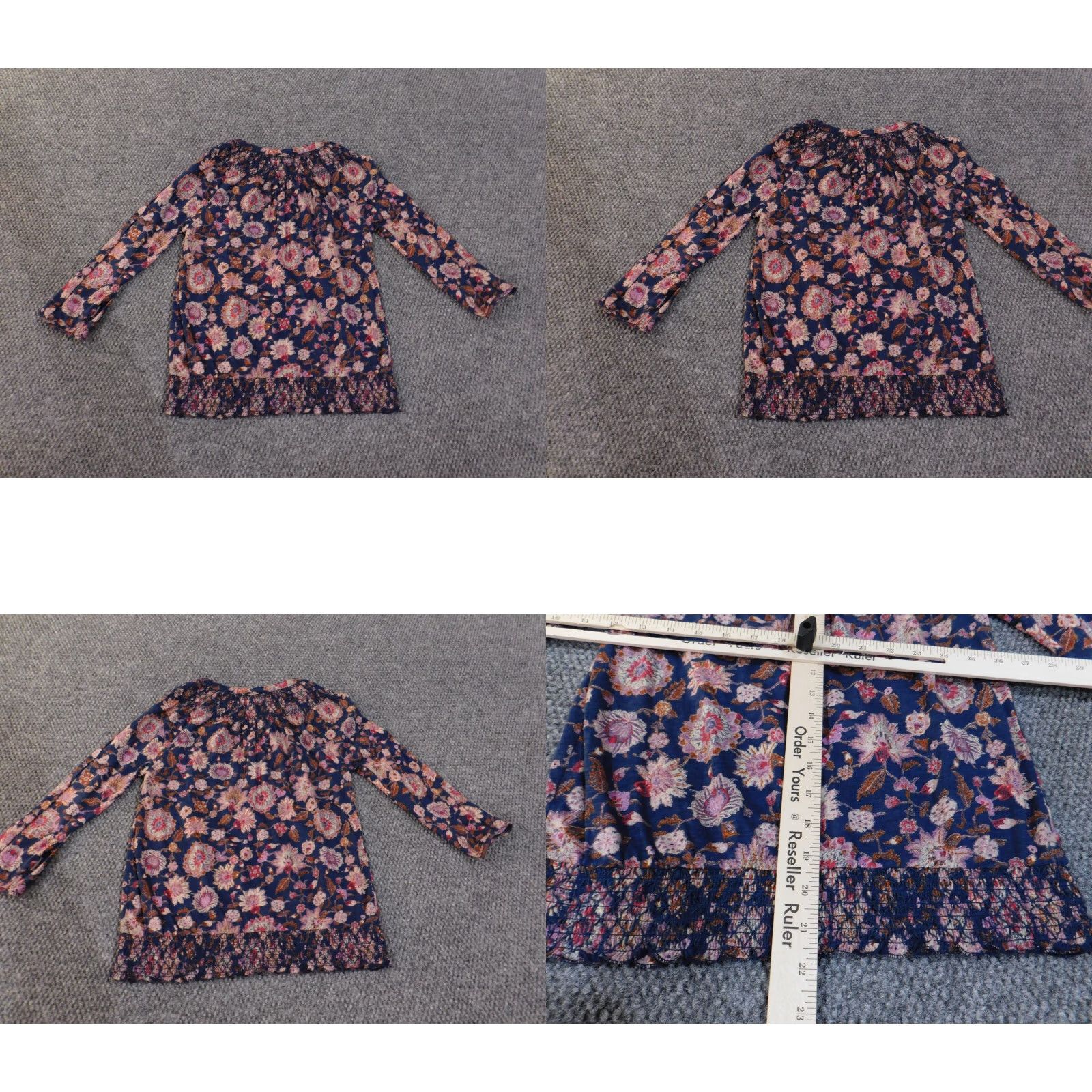 Lucky Brand Lucky Brand Blouse Top XS Women Blue Geometric Floral Knit Cotton Viscose Stretch Casual Regular Modern Classic Size XS / US 0-2 / IT 36-38 - 8 Thumbnail