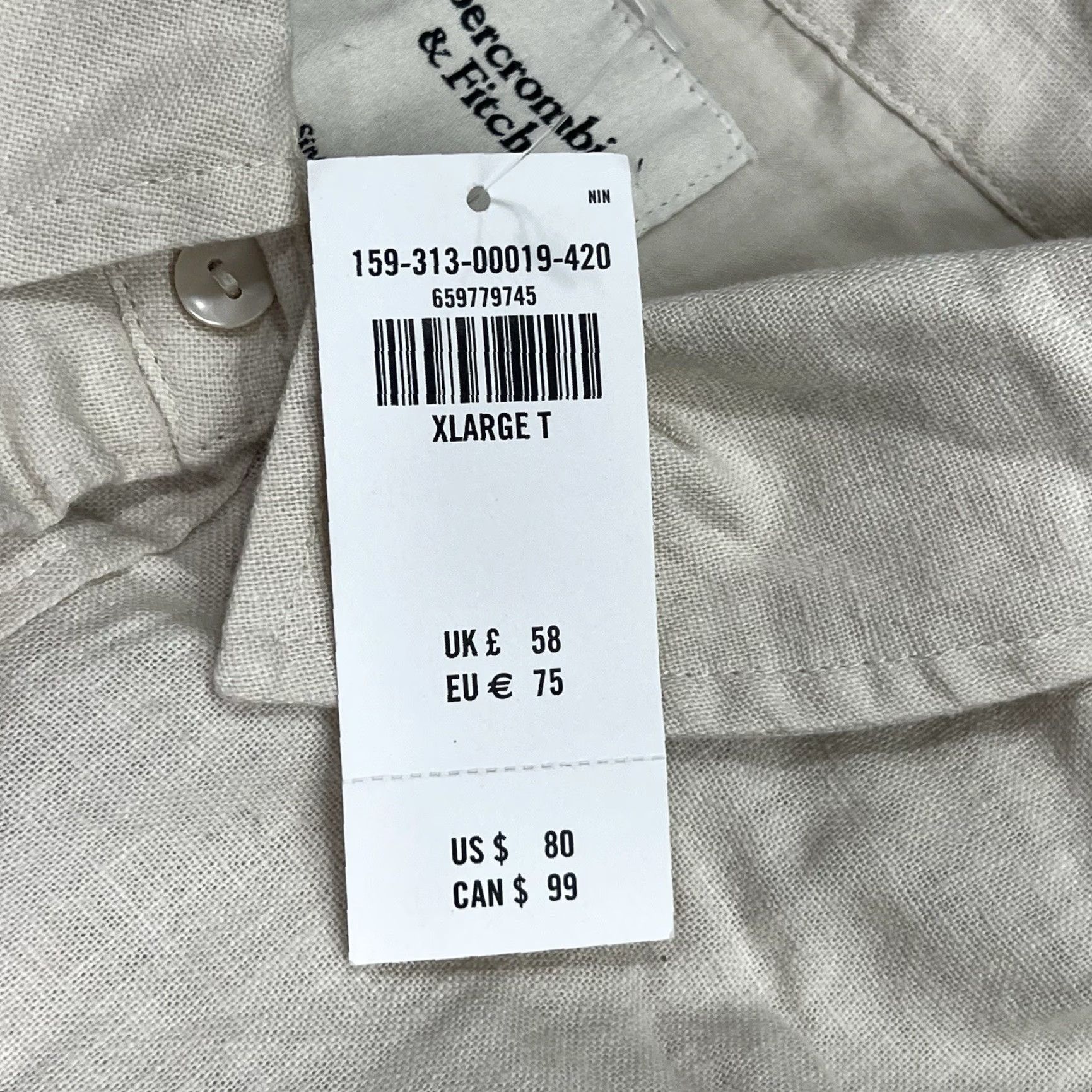 Abercrombie & Fitch Abercrombie & Fitch Linen-Cotton Blend Utility Romper Light Beige XLT Tall NWT Belted Pockets Elastic Waist Short Sleeve Size 40" / US 18 - 6 Thumbnail