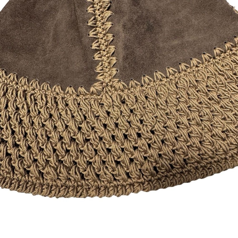 Anthropologie New Anthropologie Suede Crochet Bucket Hat Size ONE SIZE - 4 Thumbnail