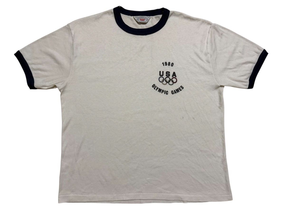Levi's Vintage Clothing Rare Vintage 80s Levis USA Olympic Team Ringer Tshirt Size US XL / EU 56 / 4 - 1 Thumbnail