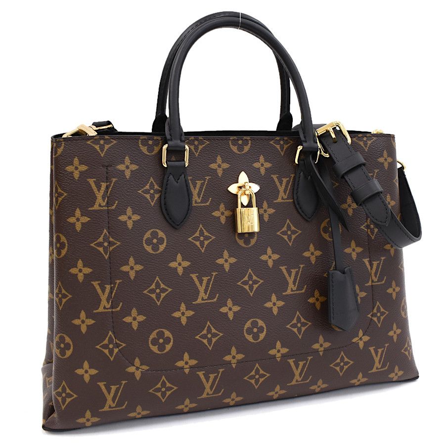 image of Louis Vuitton Flower Tote 2Way Handbag Monogram Noir Black Brown, Women's