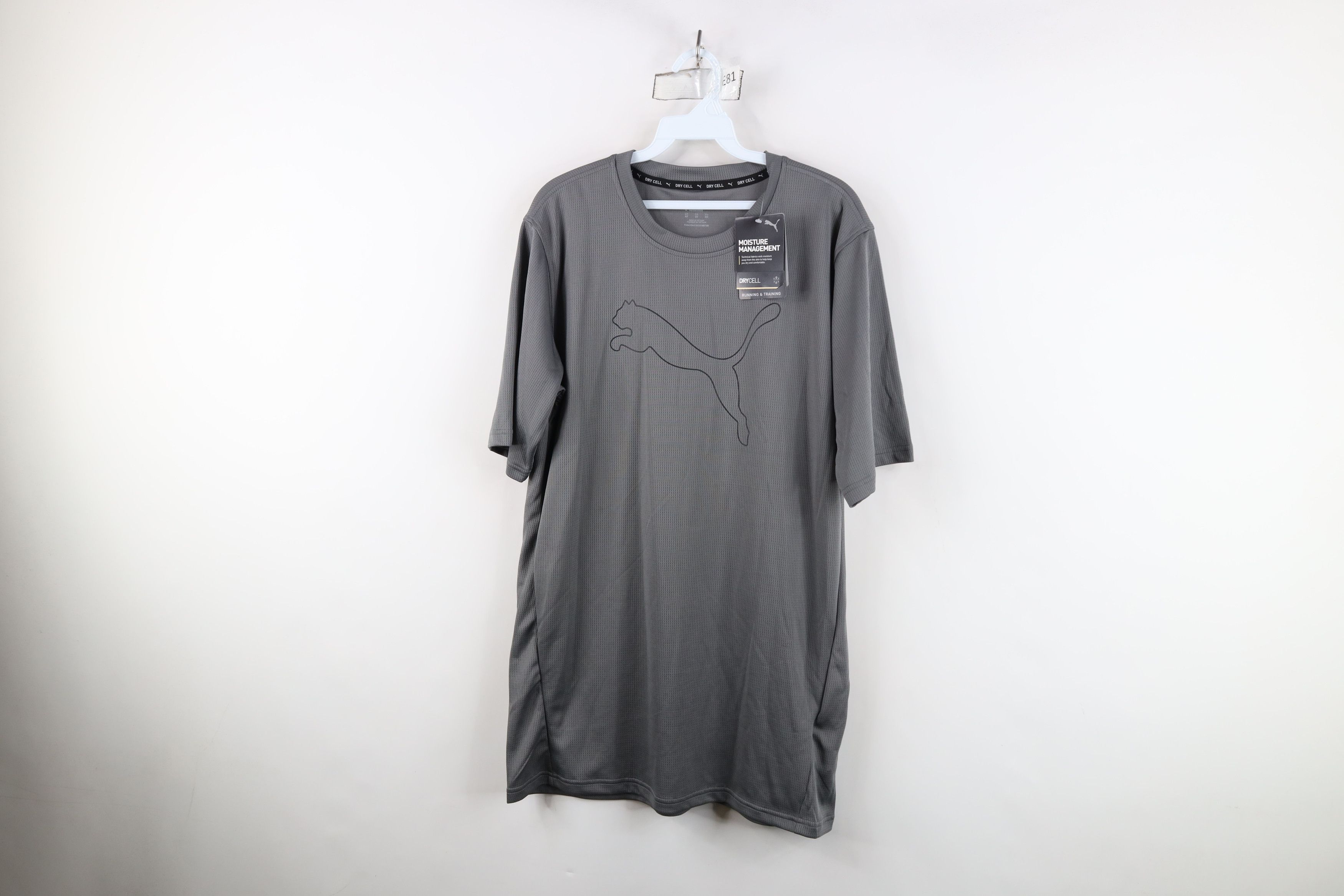 Puma New Puma Logo Knit Short Sleeve Training Gym T-Shirt Gray Size US M / EU 48-50 / 2 - 1 Thumbnail