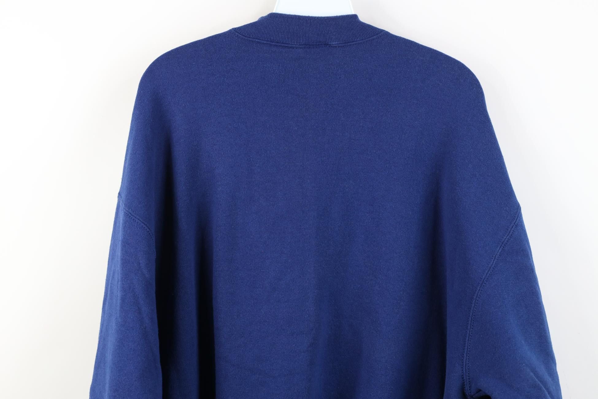 Vintage Vintage 90s Streetwear Blank Heavyweight Sweatshirt Blue USA Size US XL / EU 56 / 4 - 9 Thumbnail