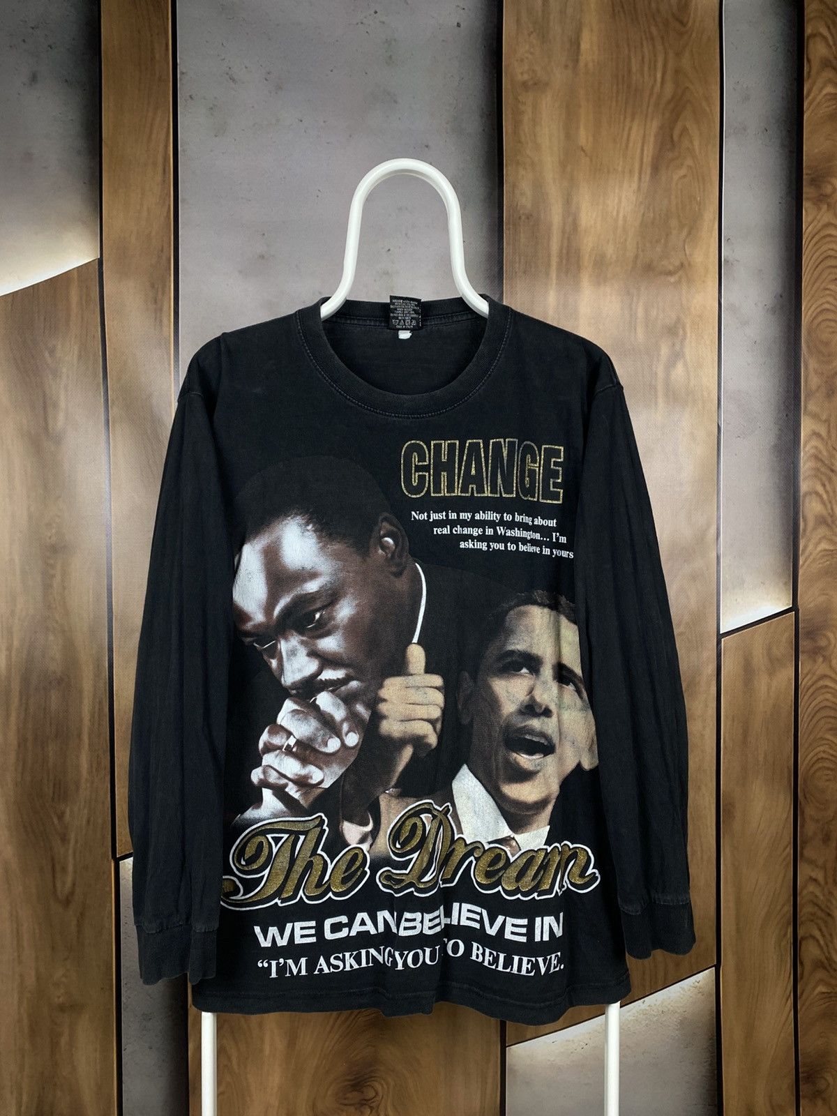 Vintage 🎙️Vintage 90s Sweatshirt Long Sleeve Barack Obama The Dream🎙️ Size US L / EU 52-54 / 3 - 1 Thumbnail