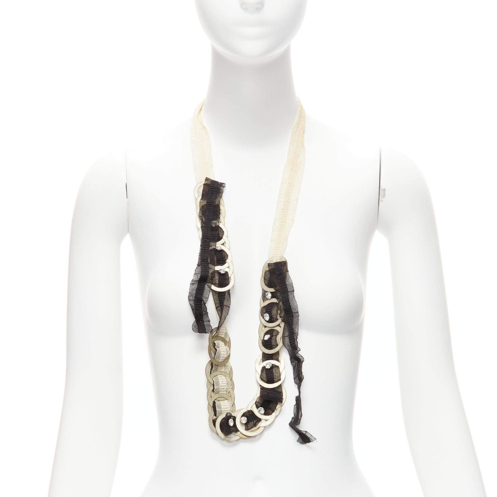 Other CHAMOREL black nude mesh ribbon antique gold circle coin crystal long necklace Size ONE SIZE - 1 Thumbnail