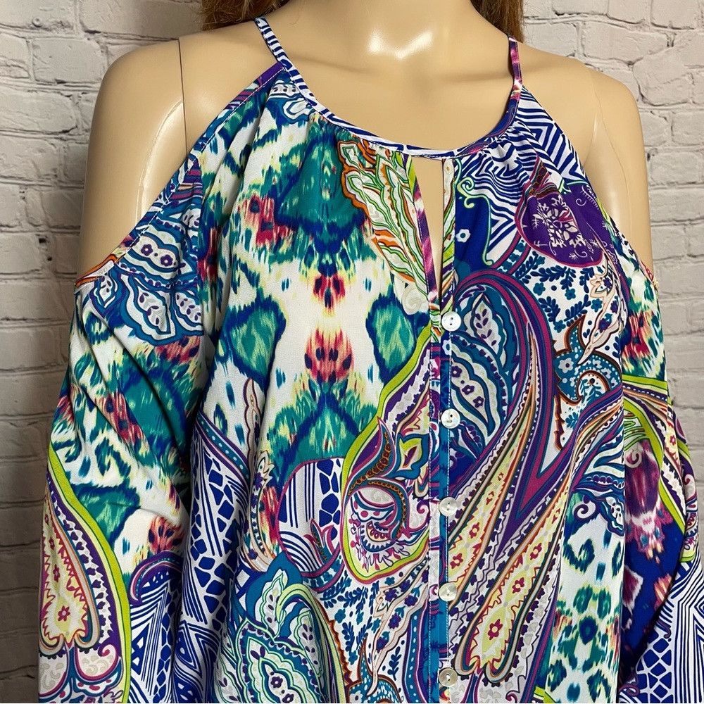 Chicos New Chico's Whimsy Cold-Shoulder Tie-Front Top Size 0 US S Size S / US 4 / IT 40 - 5 Thumbnail