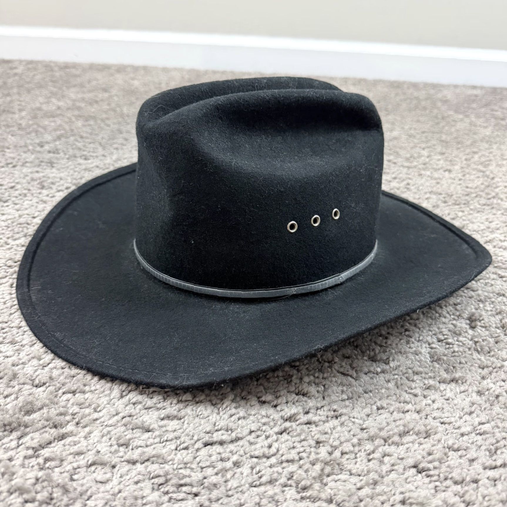 FELT VINTAGE Sheplers Cowboy Hat Mens Medium Black Wool Felt Western Made in USA Cowboy Hat Mens Medium Black Wool Felt Western USA Size ONE SIZE - 2 Thumbnail