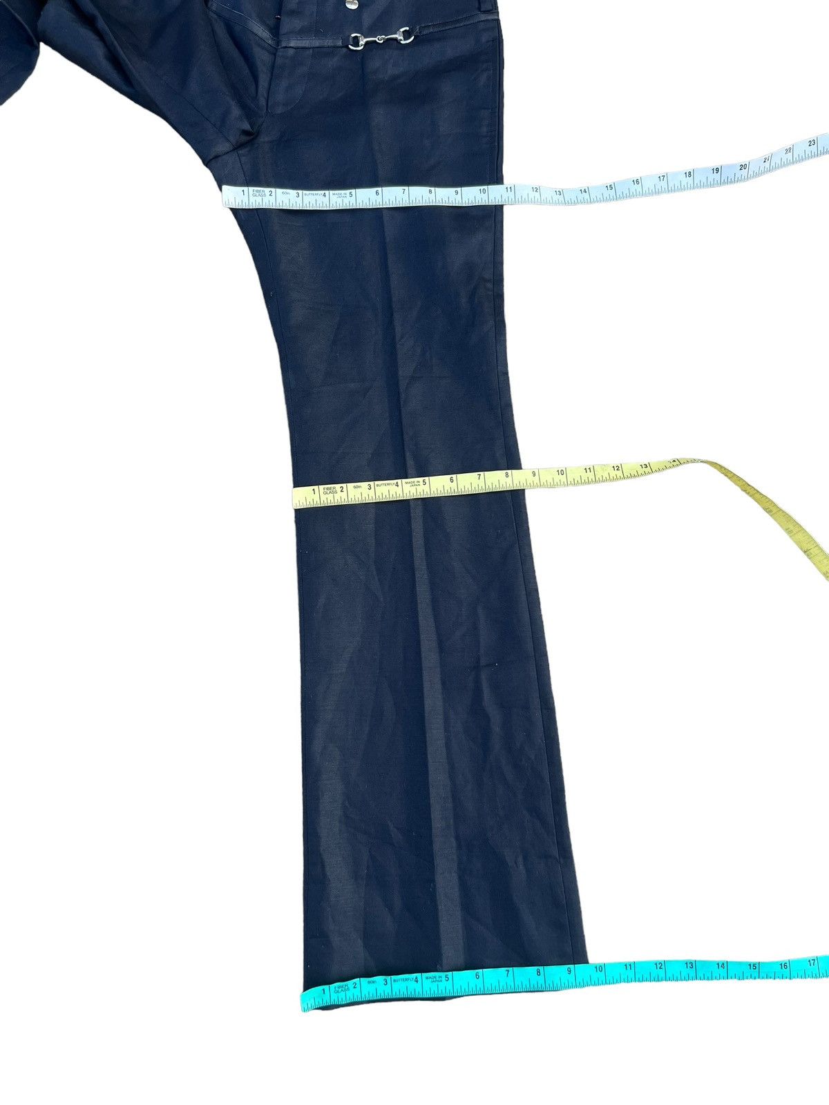 ato ATO Japan Blue Black Linen Boot Cut Trouser Pant Low Rise Size US 29 - 4 Thumbnail