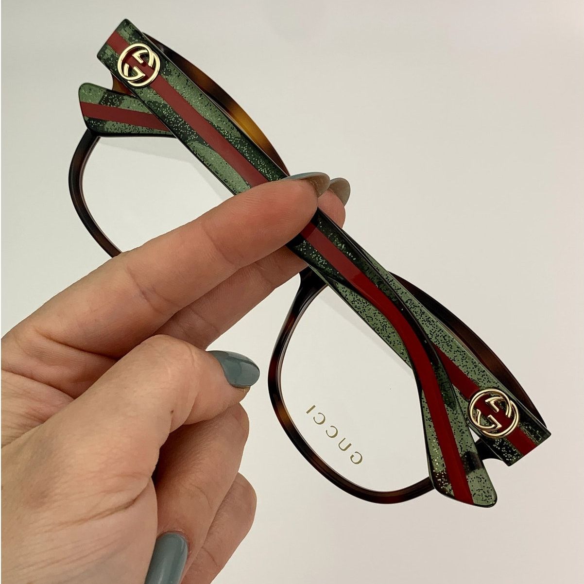 Gucci NEW Gucci GG0038ON 002 Havana Green Transparent Women Size ONE SIZE - 8 Thumbnail